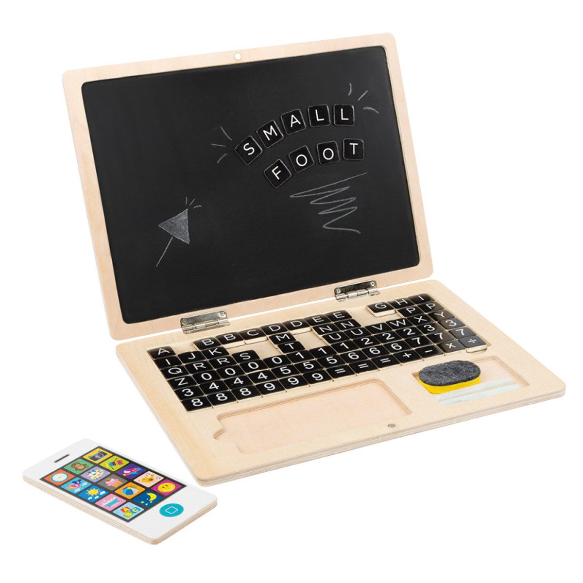 Small Foot Magnettafel Holz-Laptop mit Magnet-Tafel