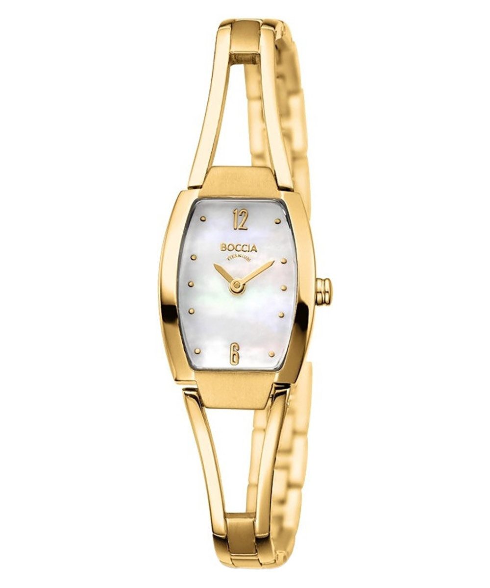 Boccia Quarzuhr Damen-Titan Goldfarben/Perlmutt