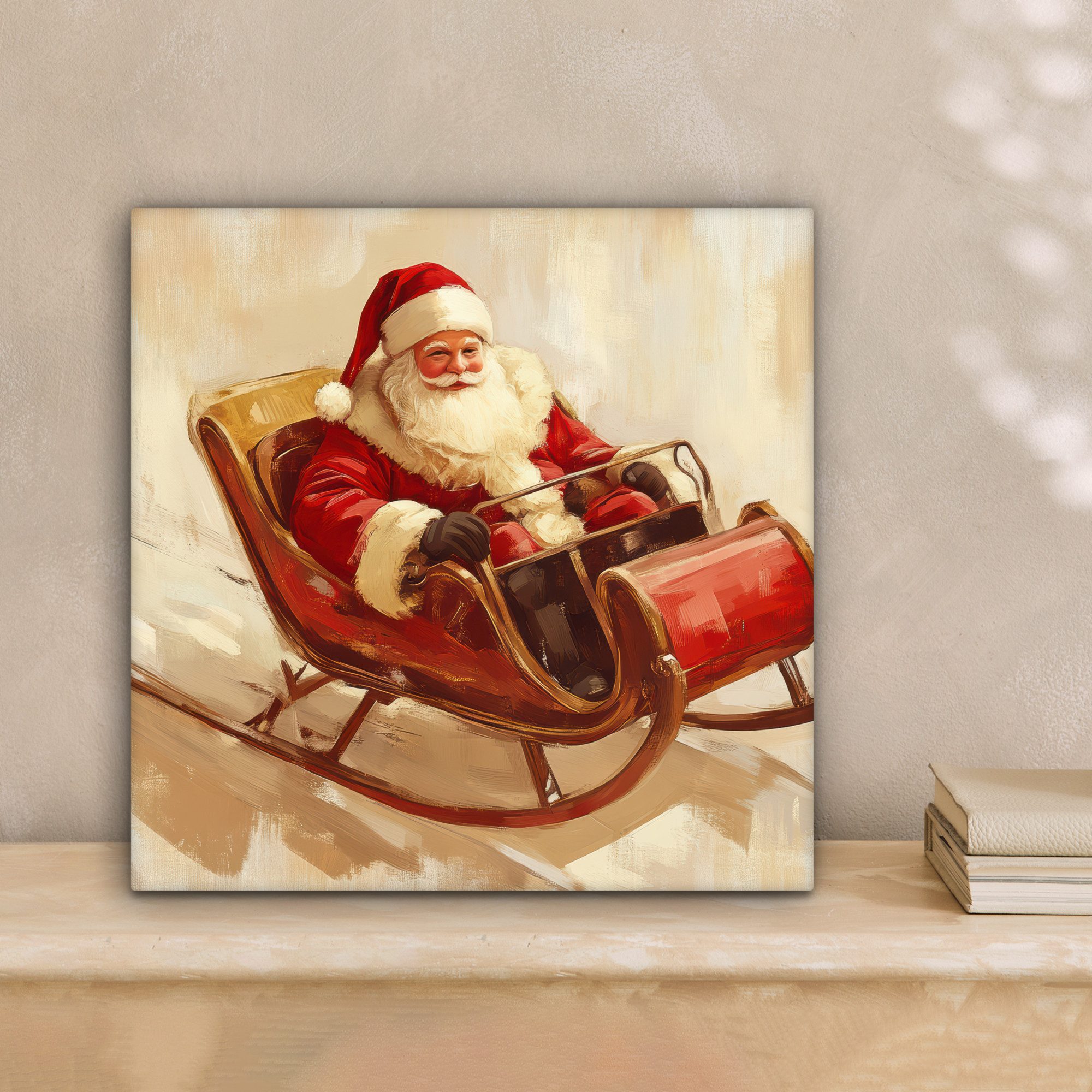 OneMillionCanvasses® Leinwandbild Weihnachten - Schlitten - Weihnachtsmann, günstig online kaufen