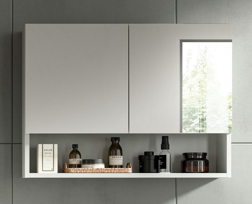 xonox.home Badezimmerspiegelschrank Spiegelschrank Copa, hellgrau, ohne Beleuchtung 74x55x17 cm (1-St) Melamin beschichtet,Breite 74 cm,Drehtür