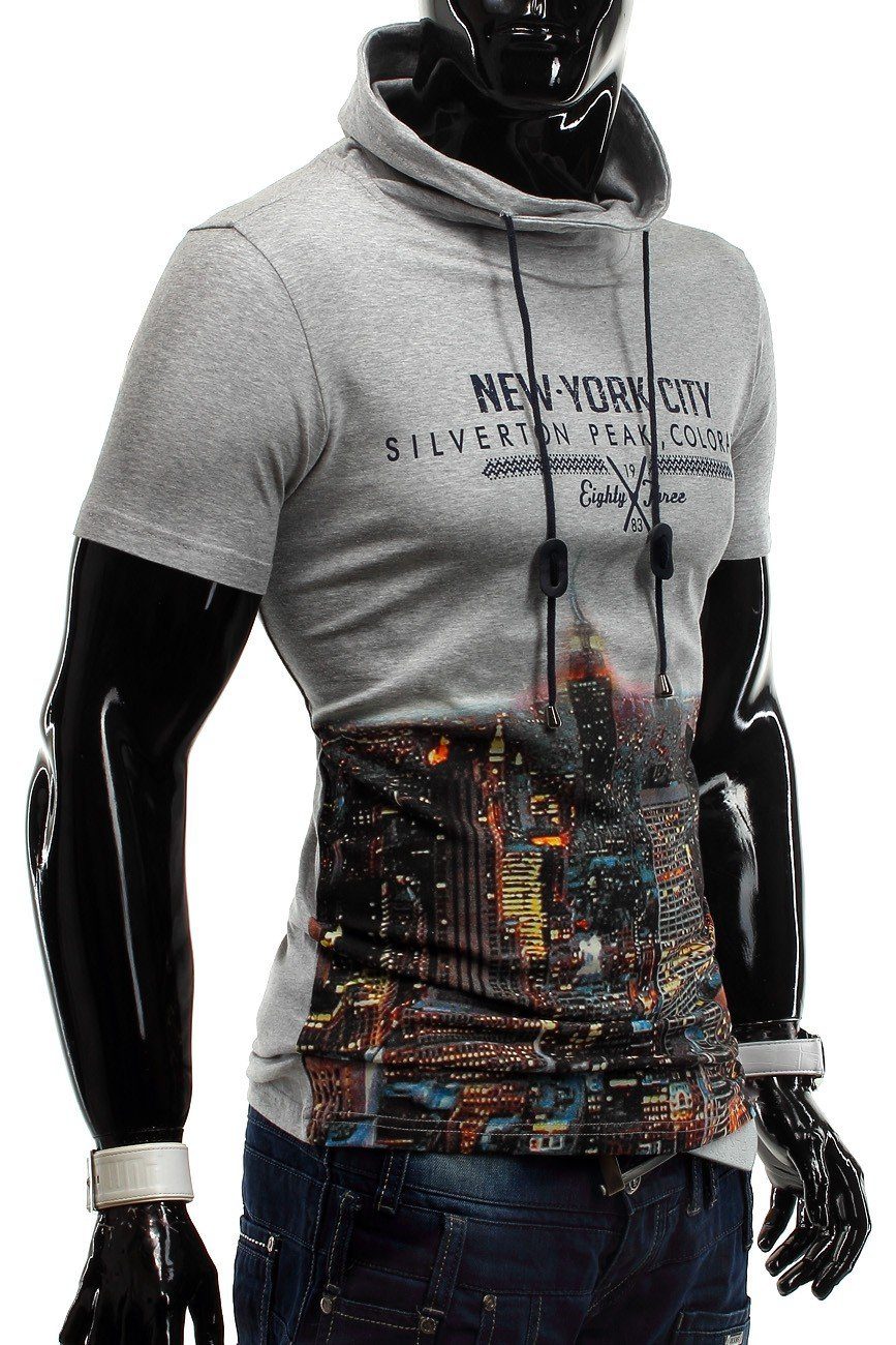 Egomaxx in T-Shirt City (1-tlg) Grau 4 Neck T-Shirt ID1217 Silverton High Farben 1217