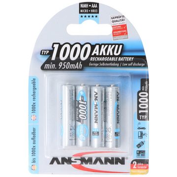 ANSMANN AG Ansmann NiMH-Akku Typ 1000 AAA Micro 950mAh 4er-Blister Akku 950 mAh (1,2 V)