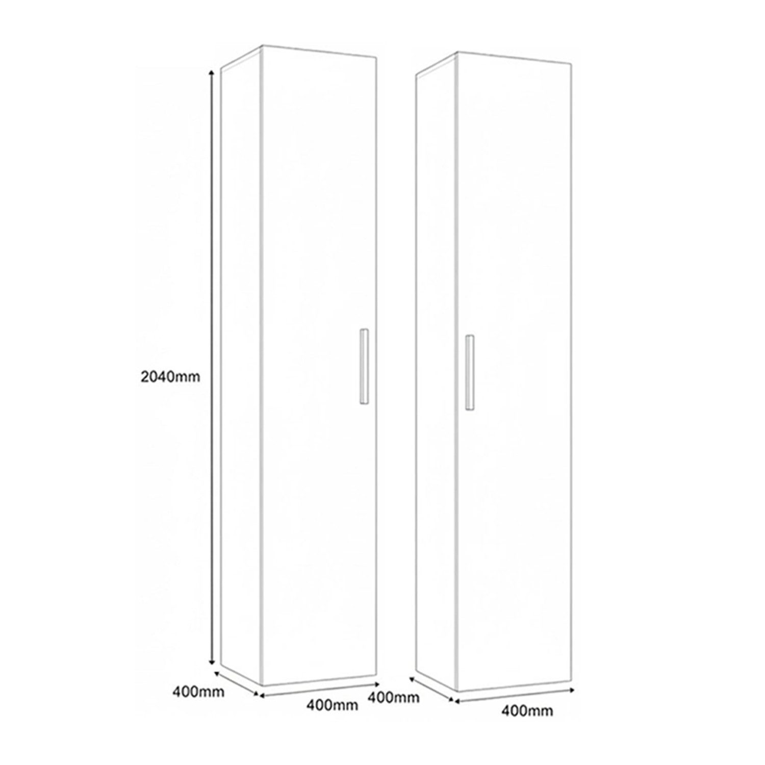 Masseno Garderobenschrank MODULO 80 x 204 cm Flurmöbel Garderoben-Set mit 2 Türen Schwarz