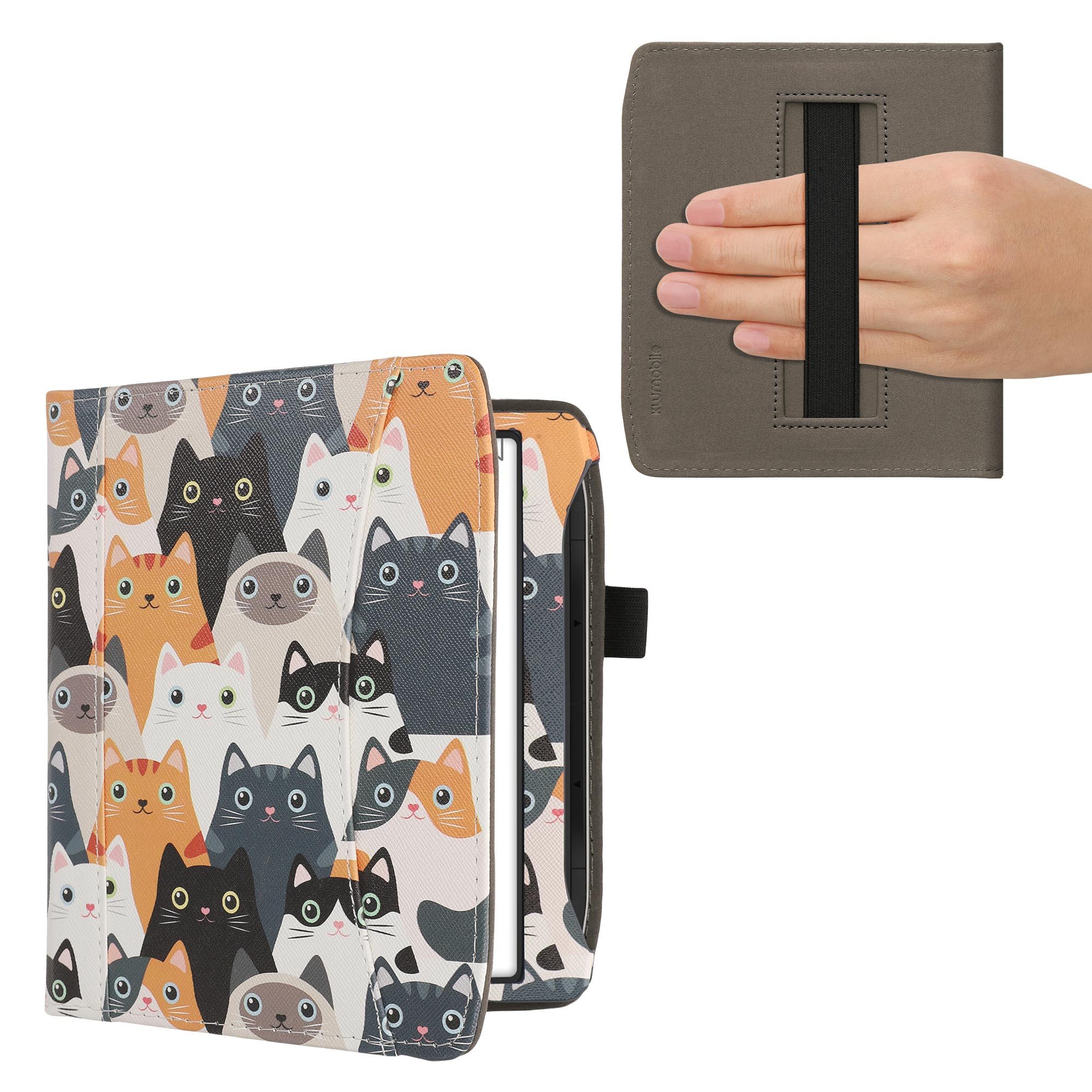 kwmobile E-Reader-Hülle Schutzhülle für Pocketbook Era / Era Color / Era Lite, Vorderfach Handschlaufe - Katzen Design