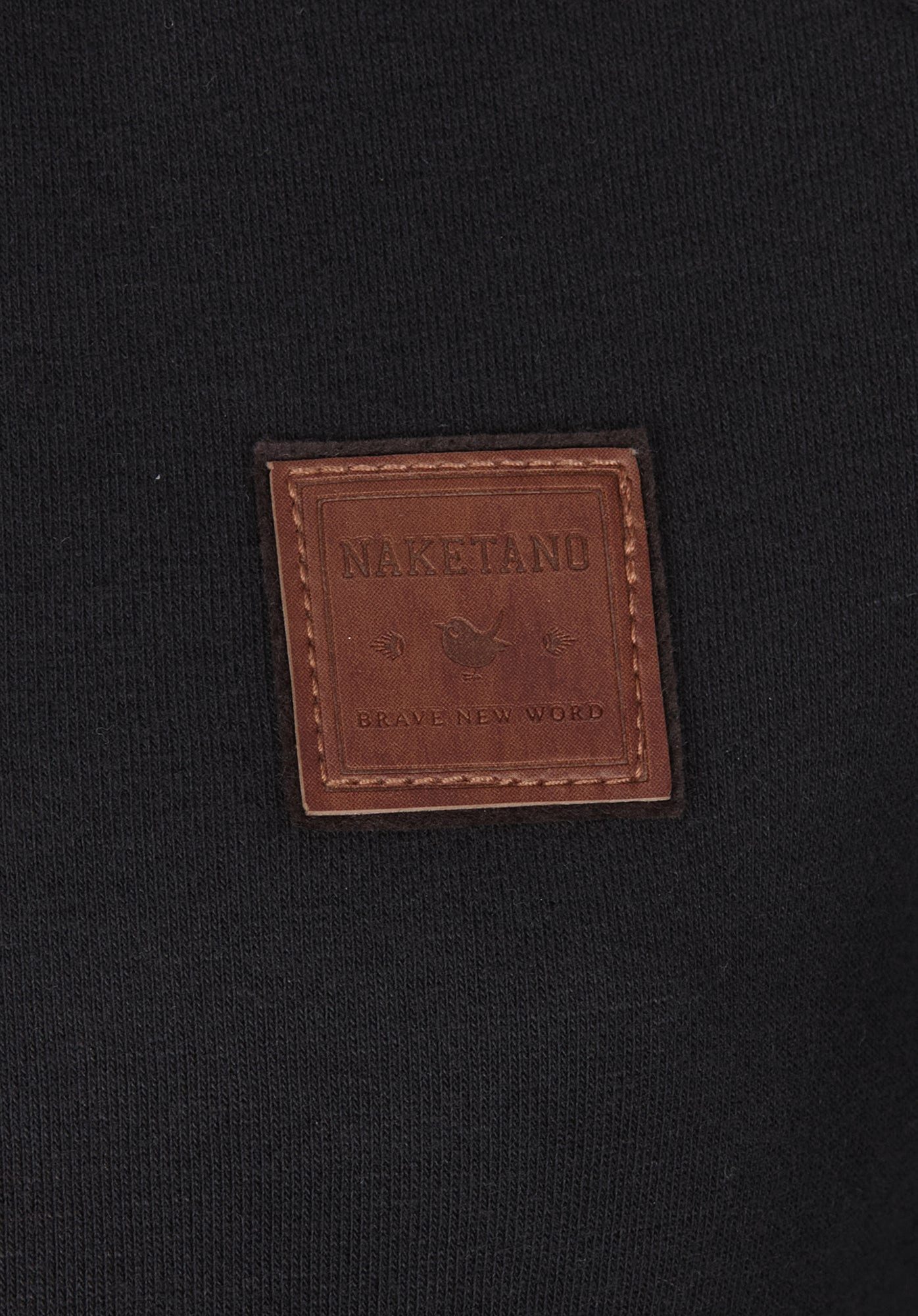 naketano Sweatjacke Damen hoher Stehkragen, Reißverschluss, weiche Sweatware, Rippbündchen seitliche Taschen, Kordelzug, Logo-Patch, casual, Streetwear, meliert – Bild 4 von 5