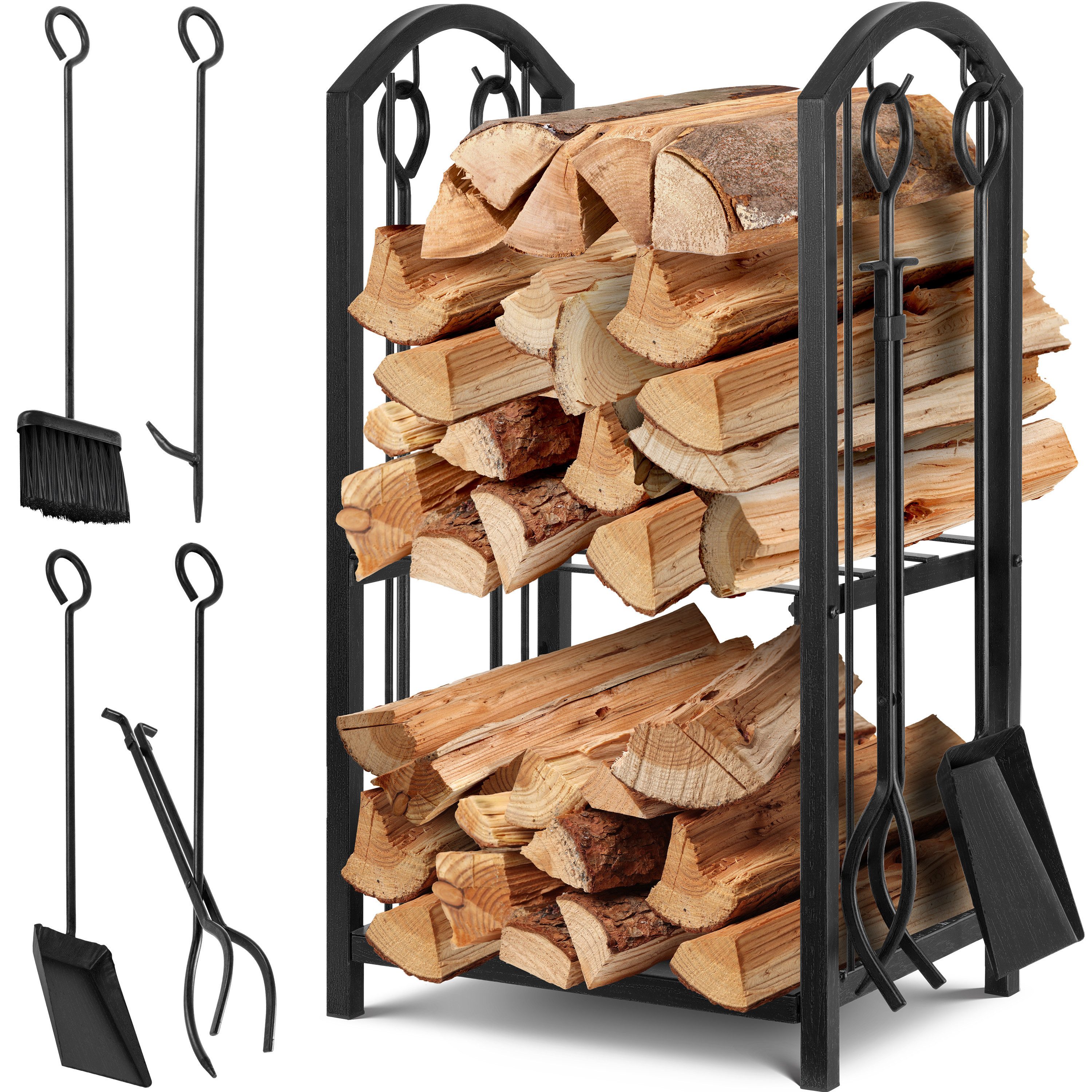 KESSER Kaminholzregal, Kaminholzregal 5-teiliges Set Kaminholzständer Feuerholzablage