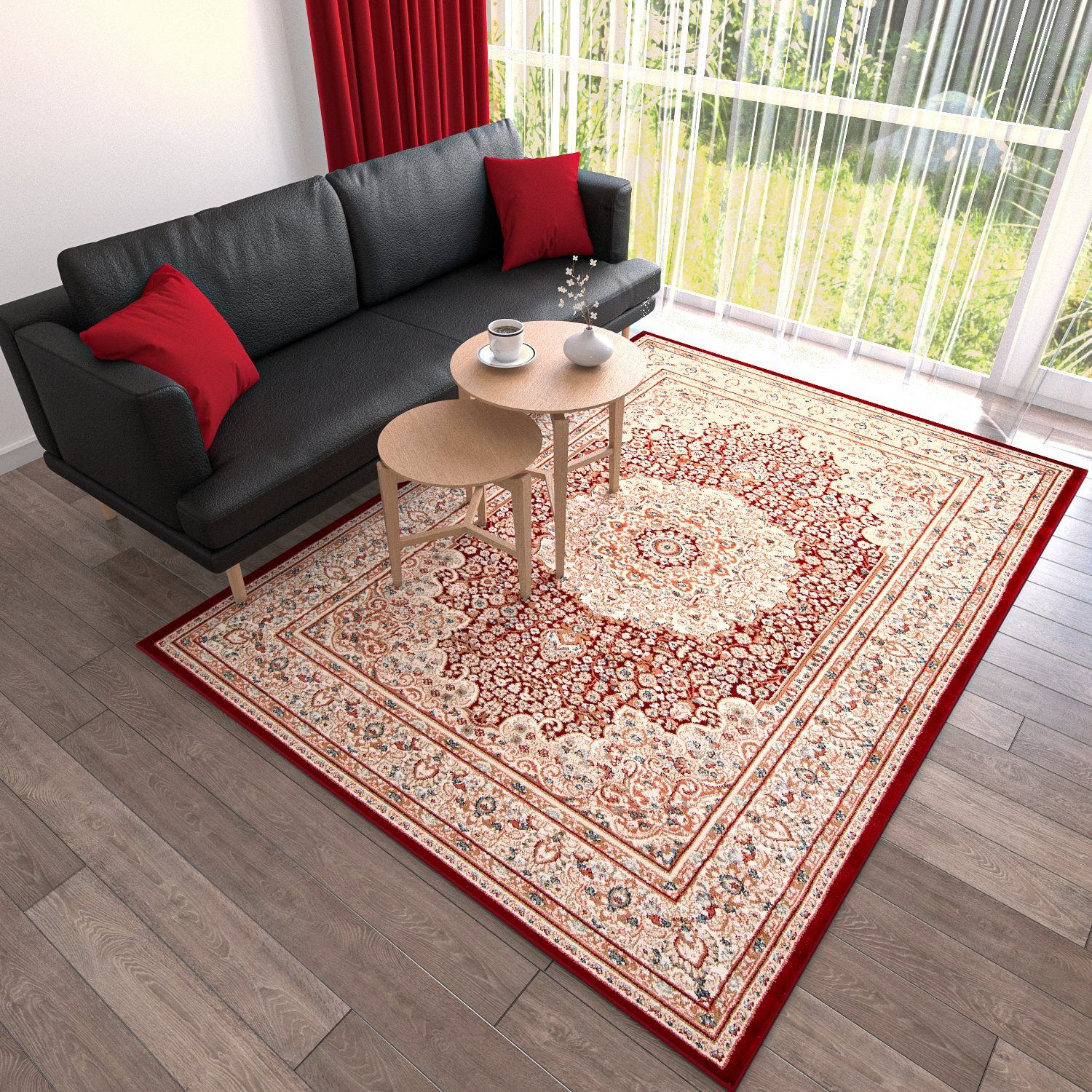 Pflegeleicht, Teppich - Mazovia, 60 für Orient Traditioneller Geeignet Fußbodenheizung, x cm, Orientteppich 100 Wohnzimmerteppich Oriente Teppich Rot,