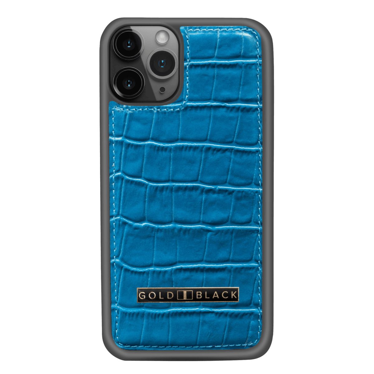 GOLDBLACK Handyhülle GOLDBLACK iPhone 11 Pro Lederhülle KROKO-PRÄGUNG Blau