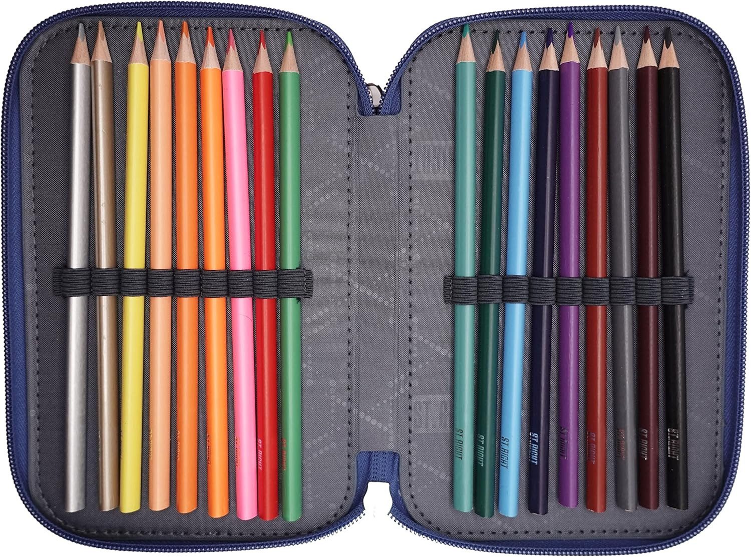 GOLDKIDS Federmäppchen St. Right XXL Federtasche Federmappe 46-teilig, (gefüllte Schüleretui, 1-tlg., 3-stöckig 19 x 13 x), 7 cm inkl. Hausaufgabenheft Lazy Cats Katzen