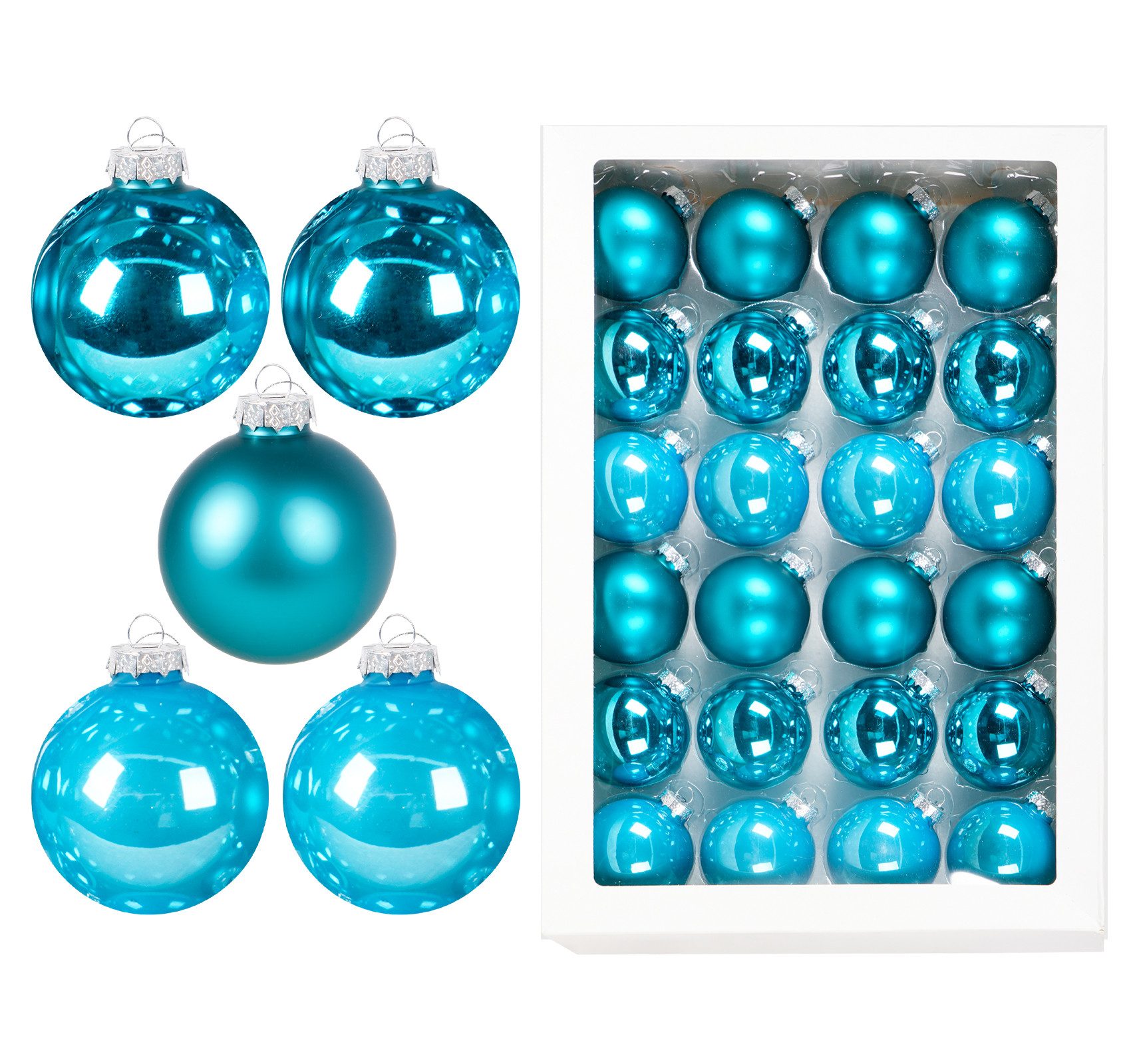 ElitVita Weihnachtsbaumkugel 24 Stück Ø 6 cm Glas mit Anhänger für Weihnach günstig online kaufen