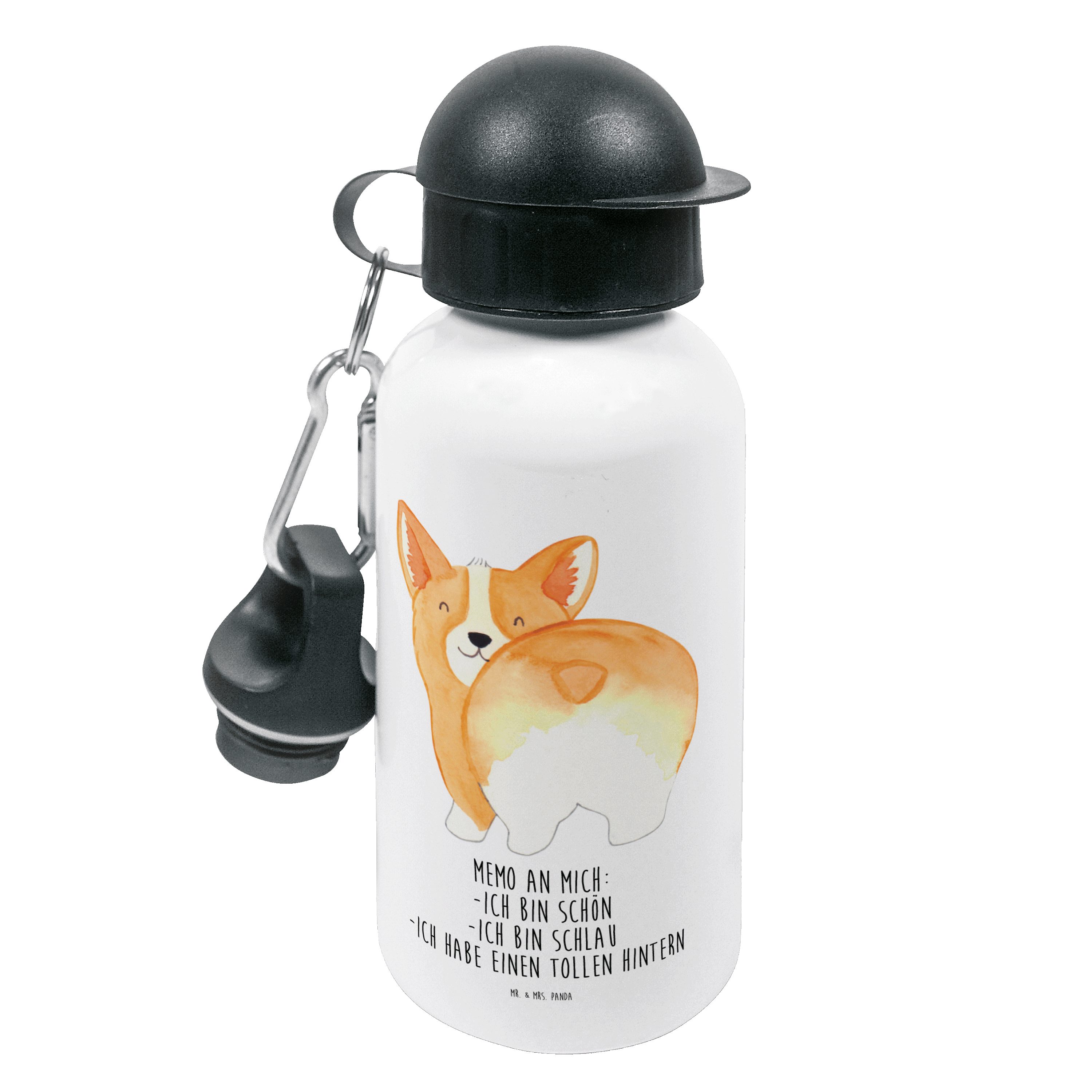 Mr. & Mrs. Panda Trinkflasche Corgie Po - Weiß - Geschenk, süß, Hund, Trinkflasche, Kindertrinkflas