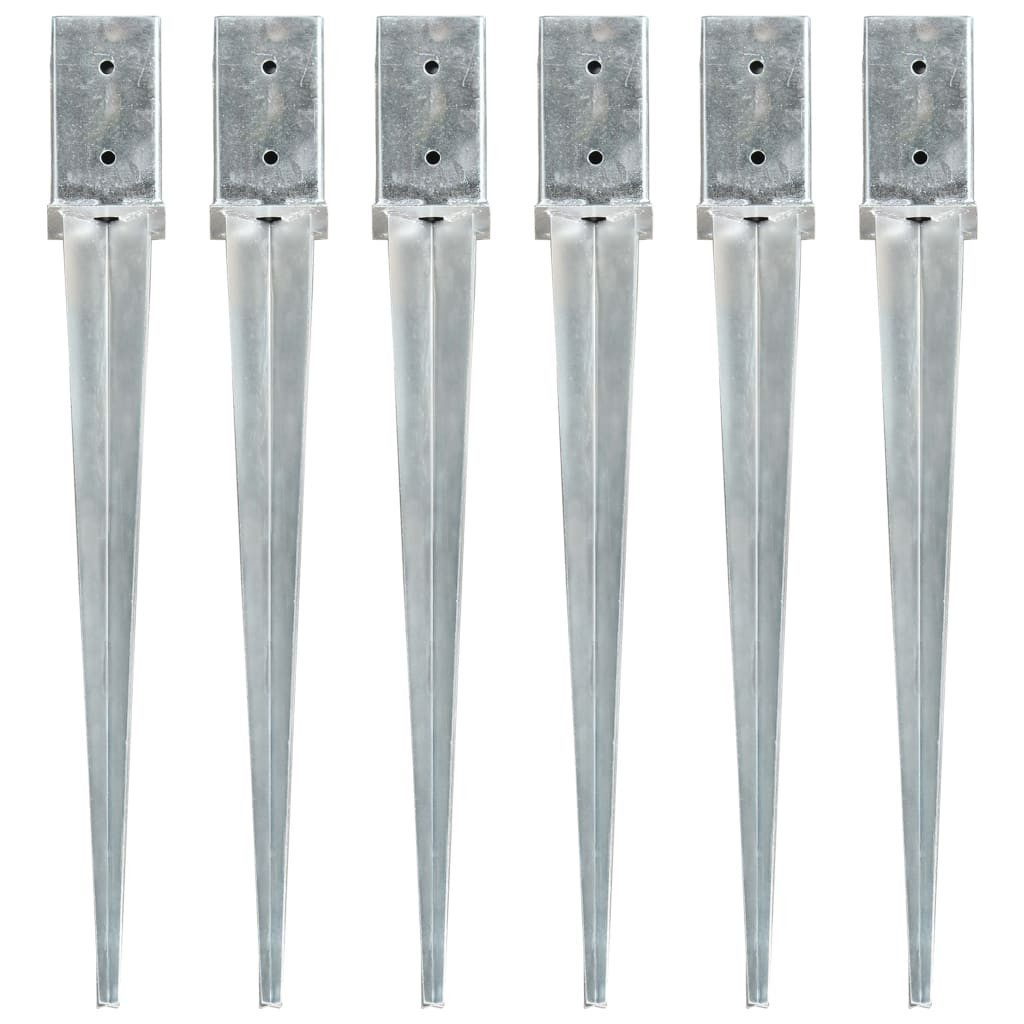 vidaXL H-Pfostenanker Erdspieße 6 Stk. Silbern 8×8×76 cm Verzinkter Stahl, (6-St)