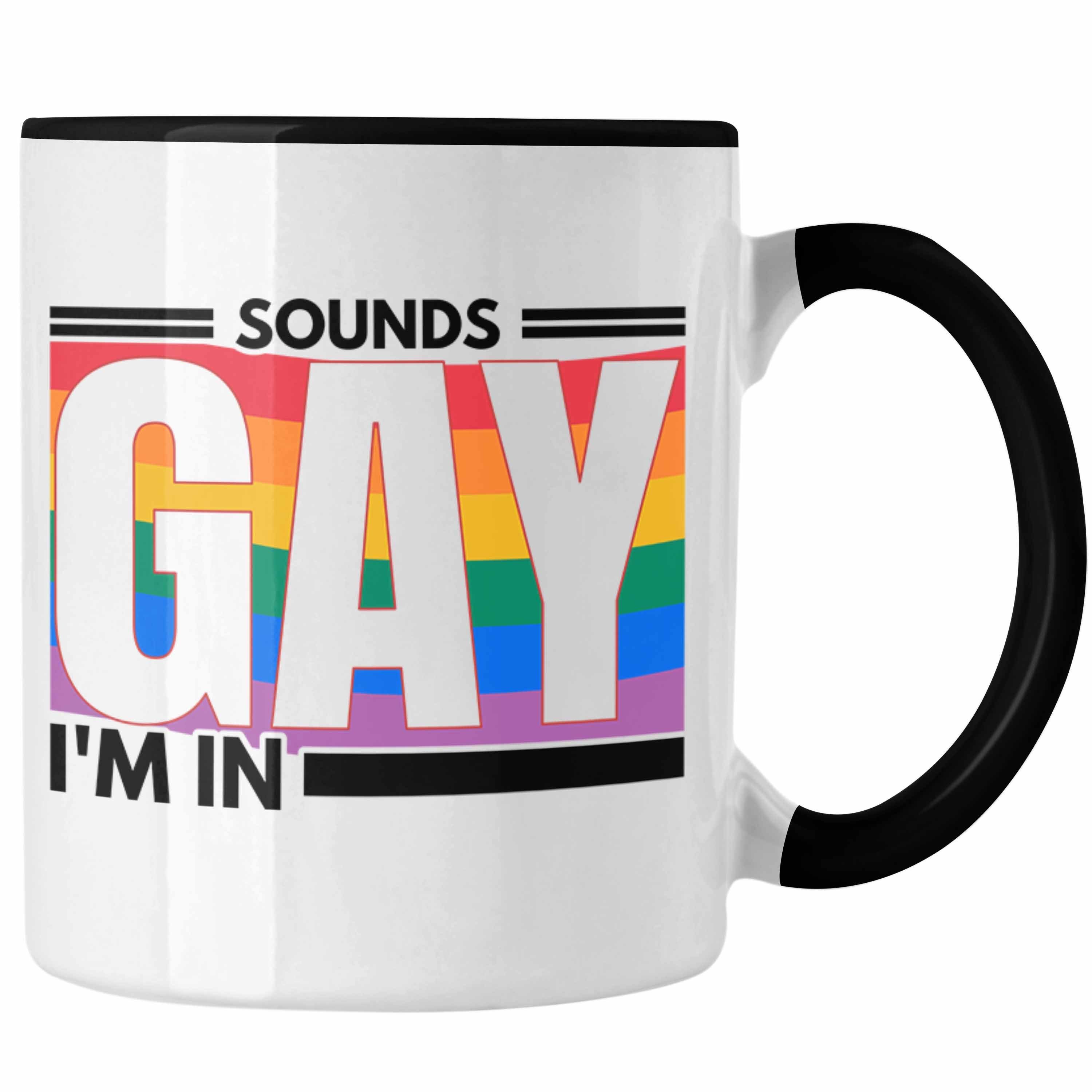 Trendation Tasse Trendation - LGBT Tasse Geschenk für Schwule Lesben Transgender Sounds Gay Im In Regenbogen Lustige Grafik Regenbogen Schwarz