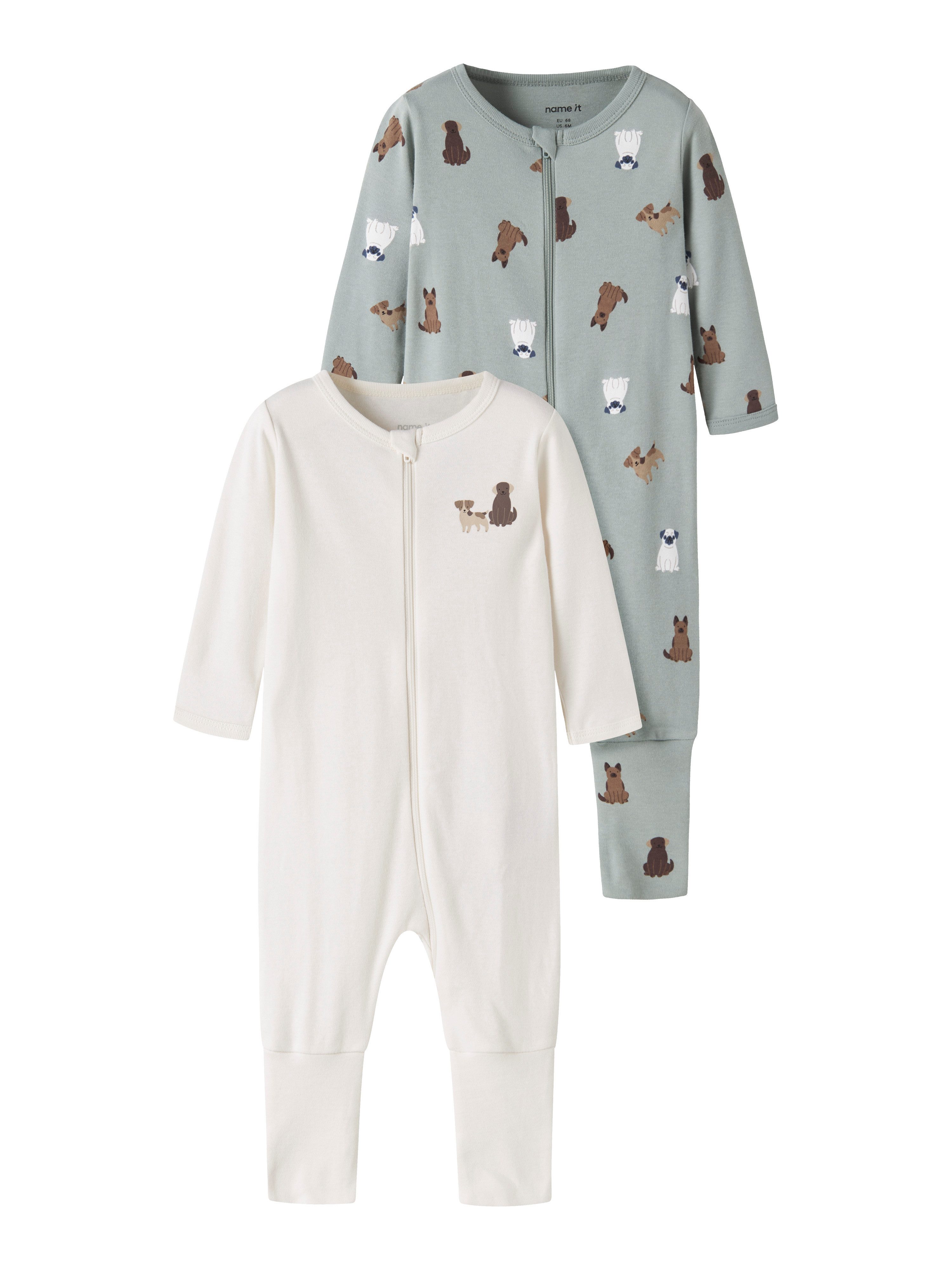 Name It Schlafanzug NBMNIGHTSUIT 2P ZIP FF DOG NOOS (Packung, 2 tlg) Baumwolle, 2-er Pack, bedruckt