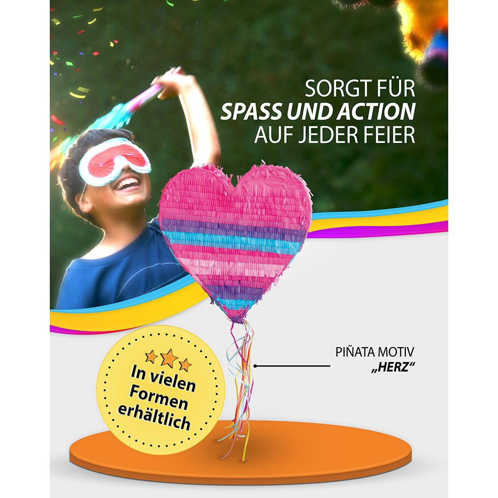 Party Factory Pinata Piñata Herz rosa-blau, mit Ziehbändern