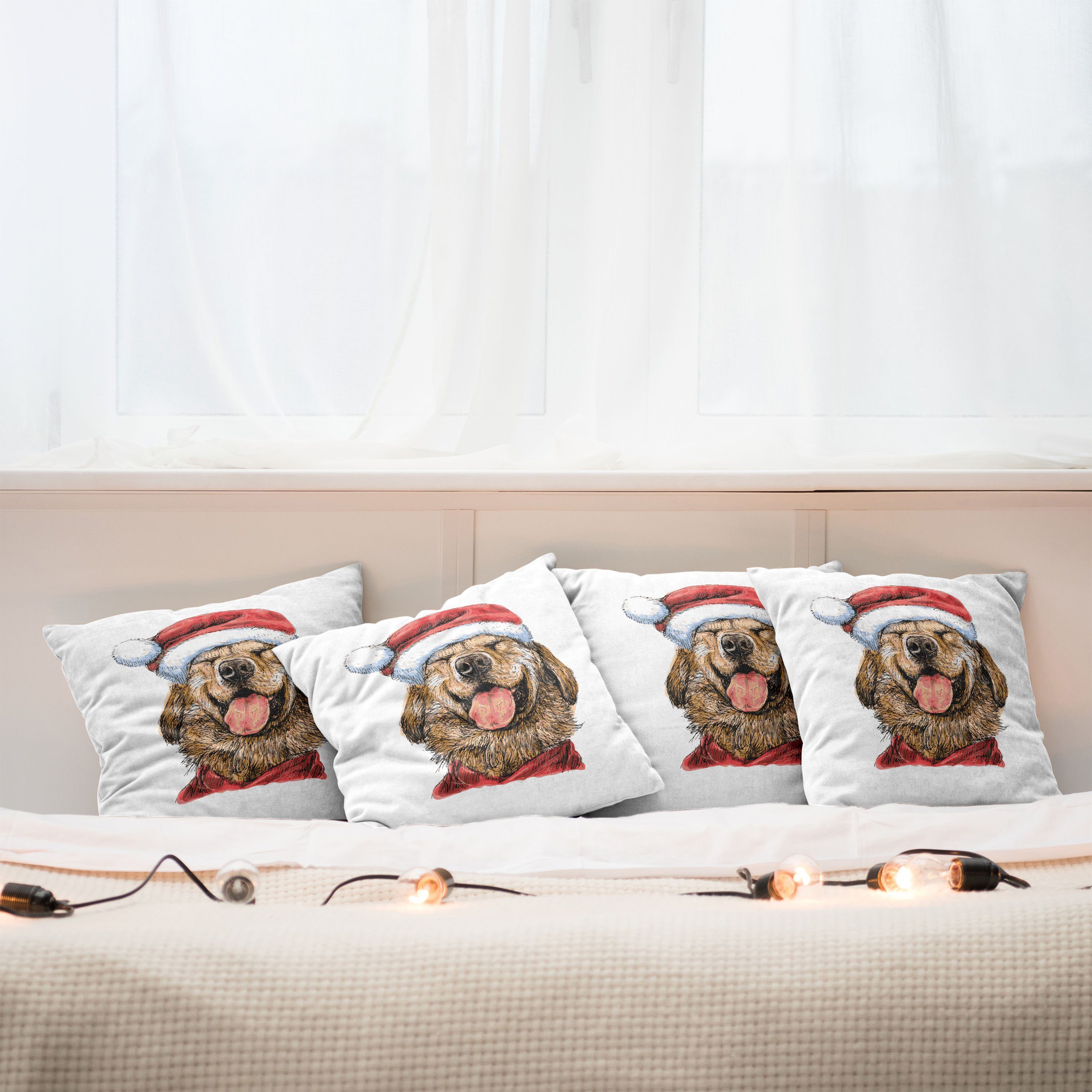 Doppelseitiger Weihnachten Kissenbezüge Modern Labrador Stück), Lustige Lächeln (4 Digitaldruck, Accent Terrier Abakuhaus