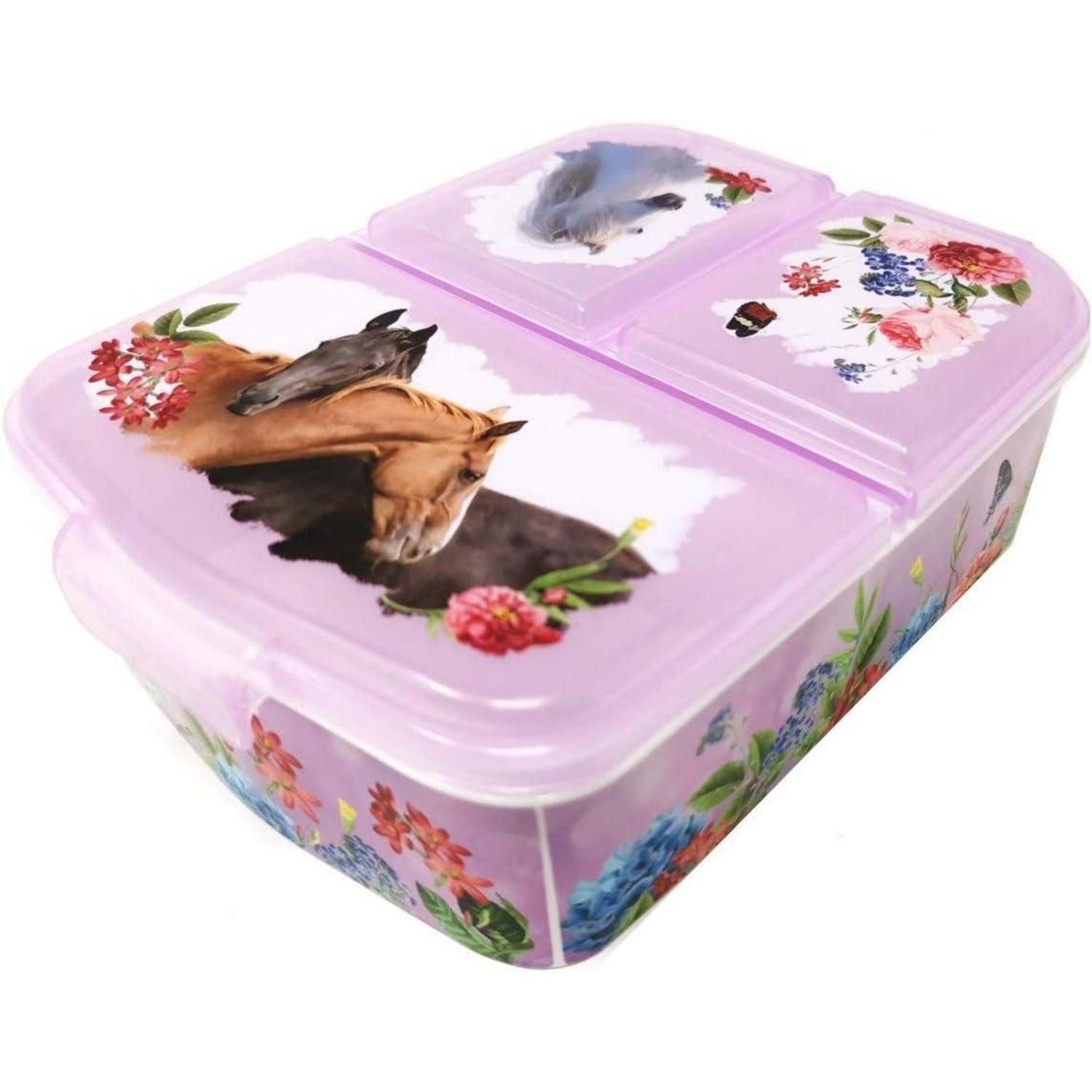 LuxusKollektion Lunchbox Brotdose Kinder Lunchbox Fächer Unterteilung BPAfrei Pferd Horses