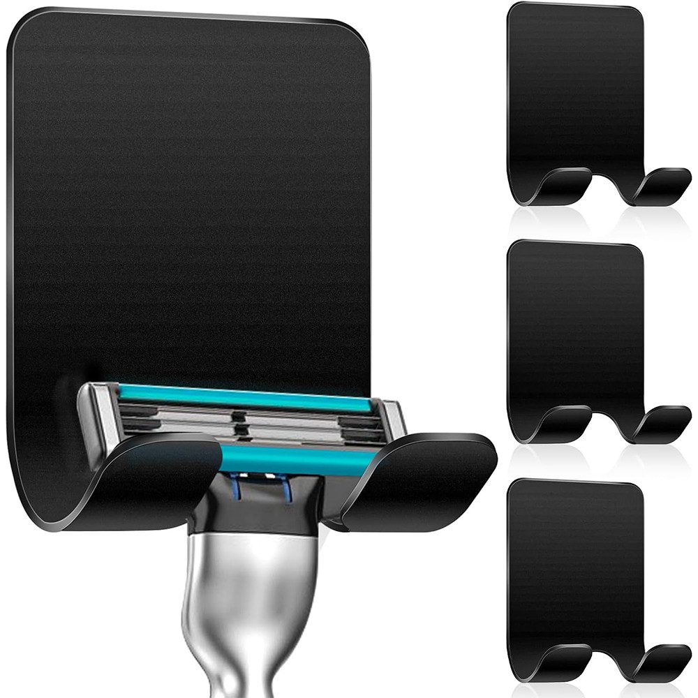 TUWENA Handtuchhaken 4 Stück Rasierer Halterung Dusche Haken, Edelstahl Rasierer Halter, Edelstahl Rasierer Hänger ohne Bohren, für Tür Wand Badezimmer, Küche