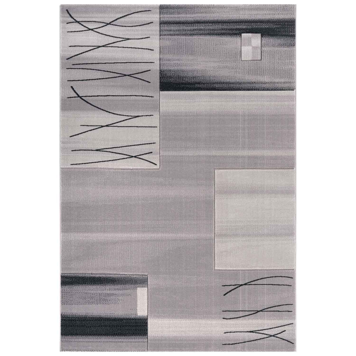 Vimoda Teppich Wohnzimmer Designer Teppich Grau Kachel Motiv, Rechteckig, H günstig online kaufen