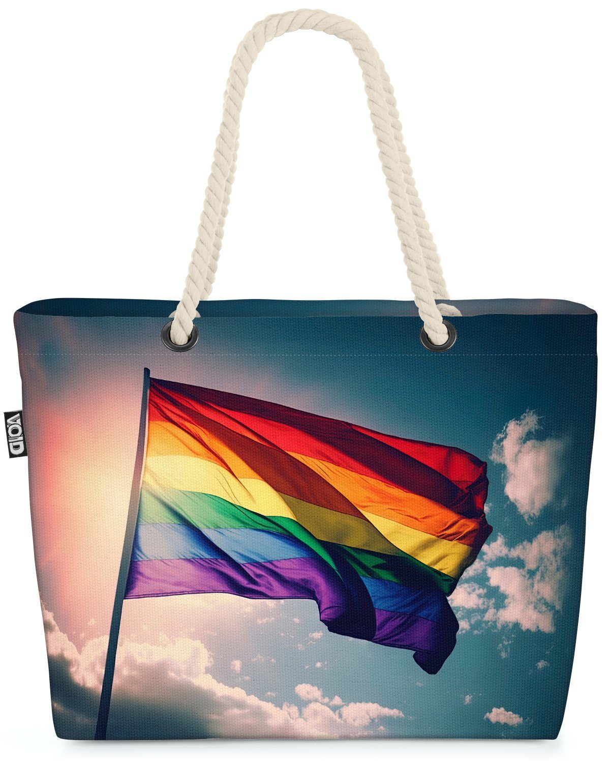 VOID Strandtasche (1-tlg), Regenbogen Fahne Flagge Flagge Himmel Wolken Gay pride flag parade cl