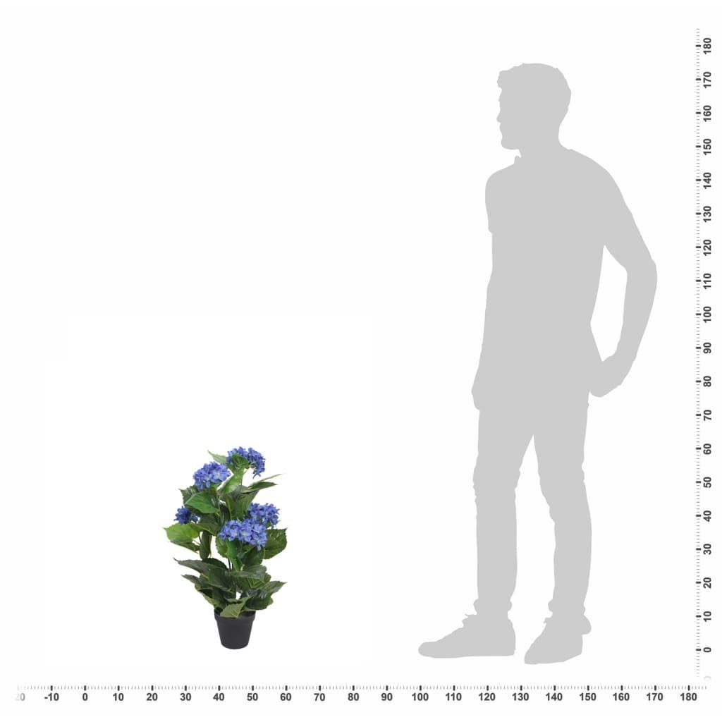 cm Topf furnicato, Blau, Höhe cm Künstliche mit 60 60 Hortensie Kunstpflanze
