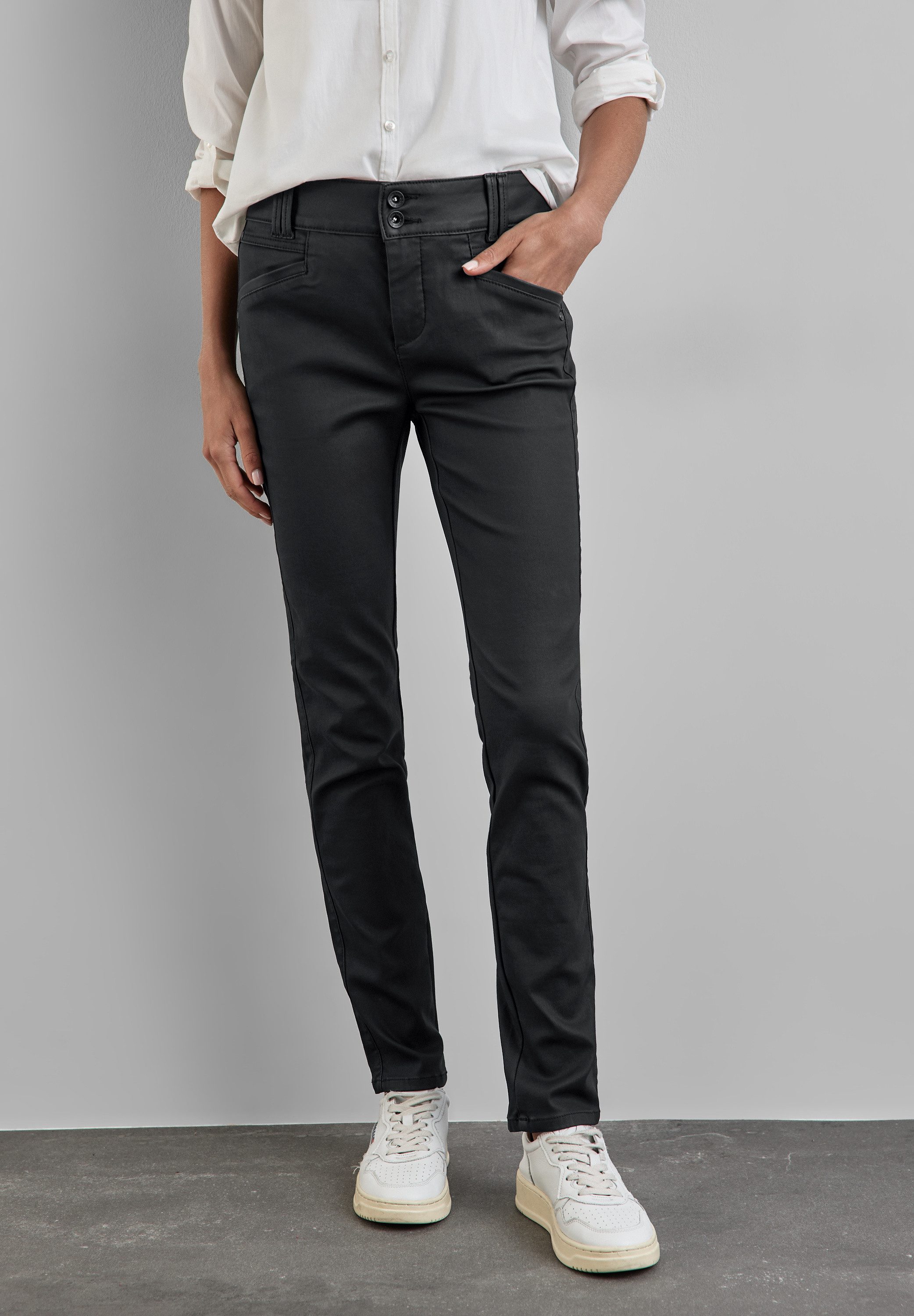 STREET ONE Lederimitathose Middle Waist günstig online kaufen