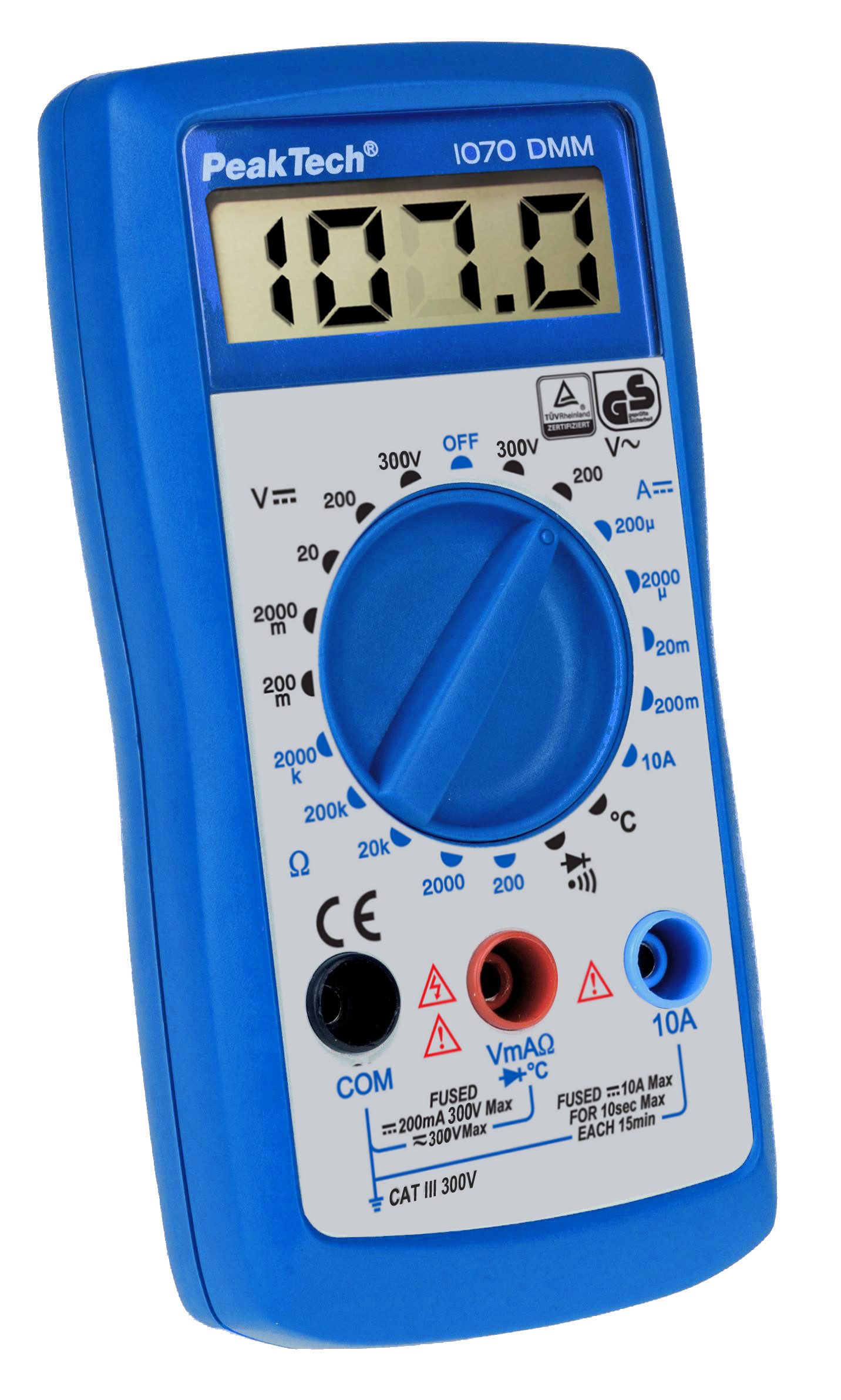 PeakTech Multimeter Digital DMM LCD-Display & Licht, Batterietester