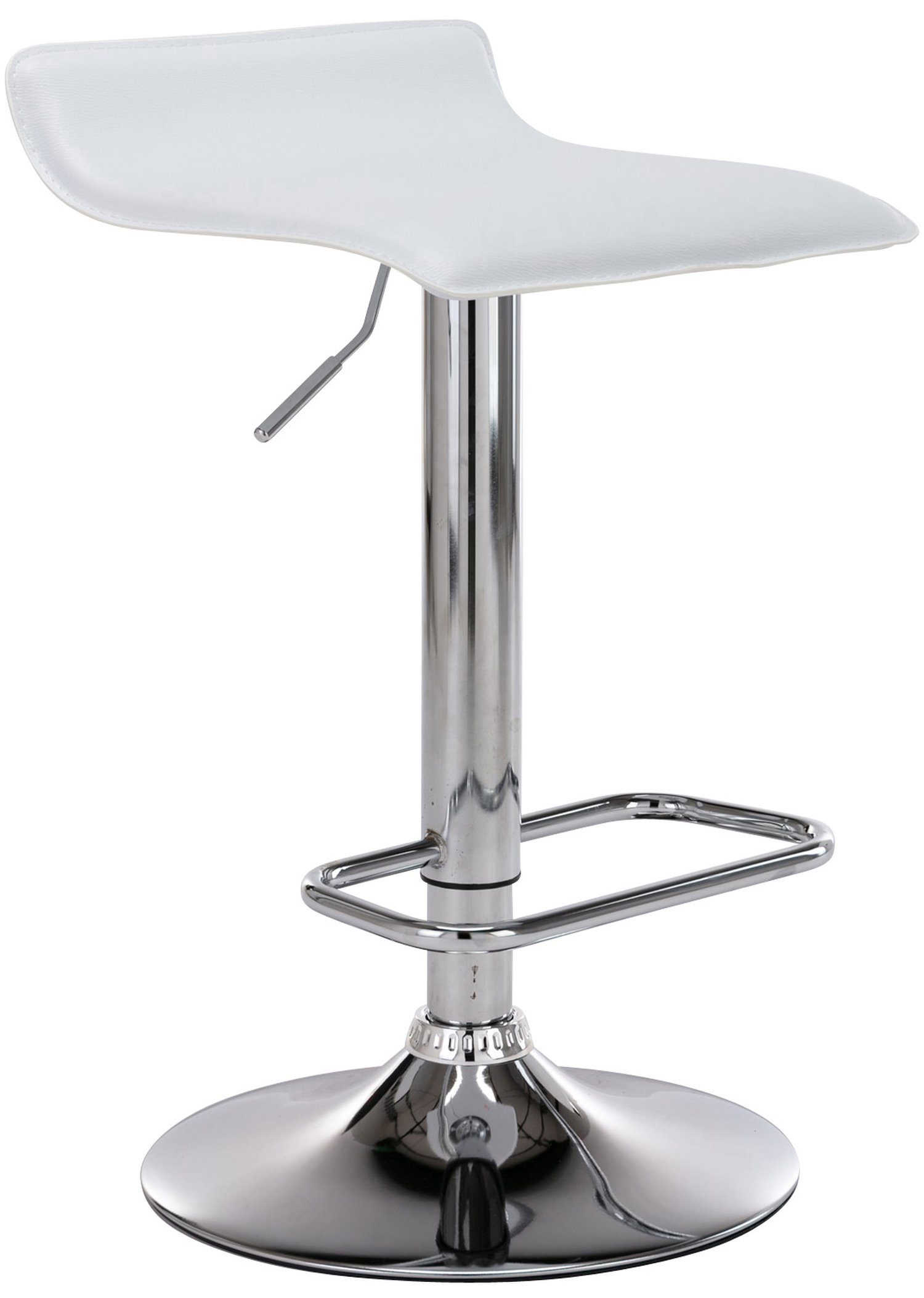 TPFLiving Barhocker Dynasty (mit Fußstütze - Barstuhl höhenverstellbar - Hocker für Theke & Küche), 360° drehbar - chromfarbener Stahl - Sitzfläche: Kunstleder Weiß