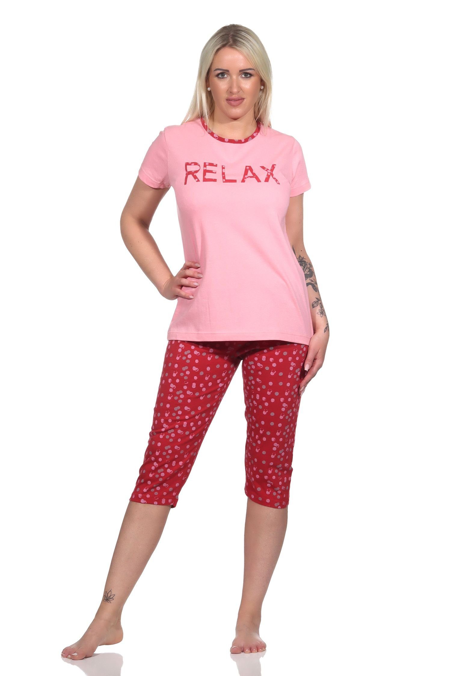 Normann Pyjama Damen Capri Pyjama, Schlafanzug "RELAX" - 122 204 10 757 rosa