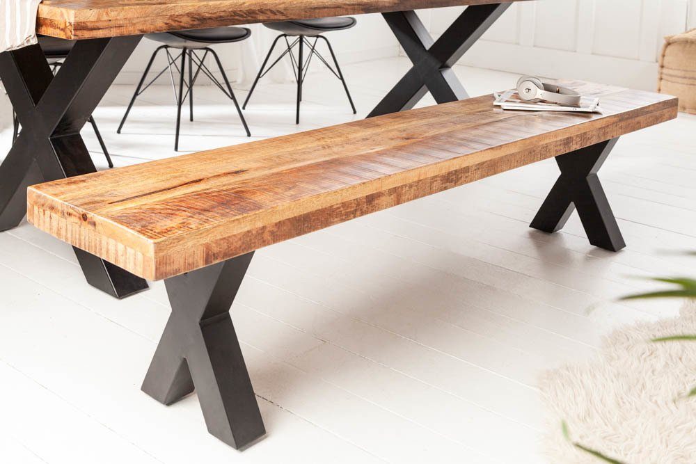 riess-ambiente Sitzbank IRON CRAFT 200cm braun / schwarz (Einzelartikel, 1-St), Esszimmer · Massivholz · Metall · Industrial