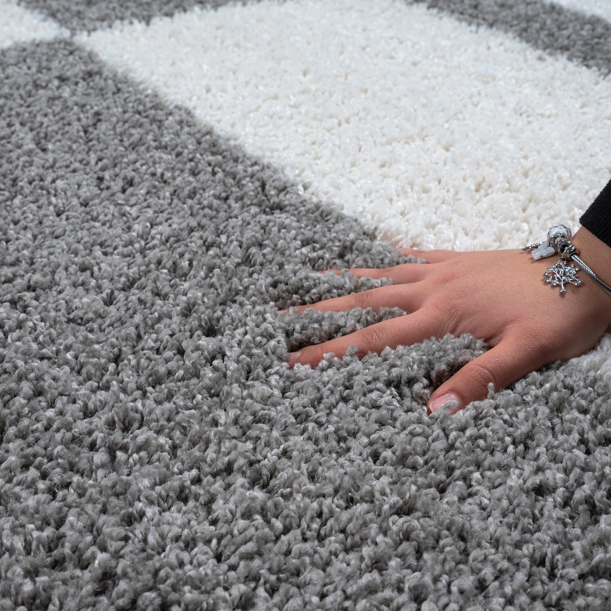 Sanat Hochflor-Teppich Milano 1254, auch als Läufer und in Rund, rund, Höhe: 30 mm, Langflor, Shaggy, Wohnzimmer, Schlafzimmer, fußbodenheizungsgeeignet – Bild 3 von 5