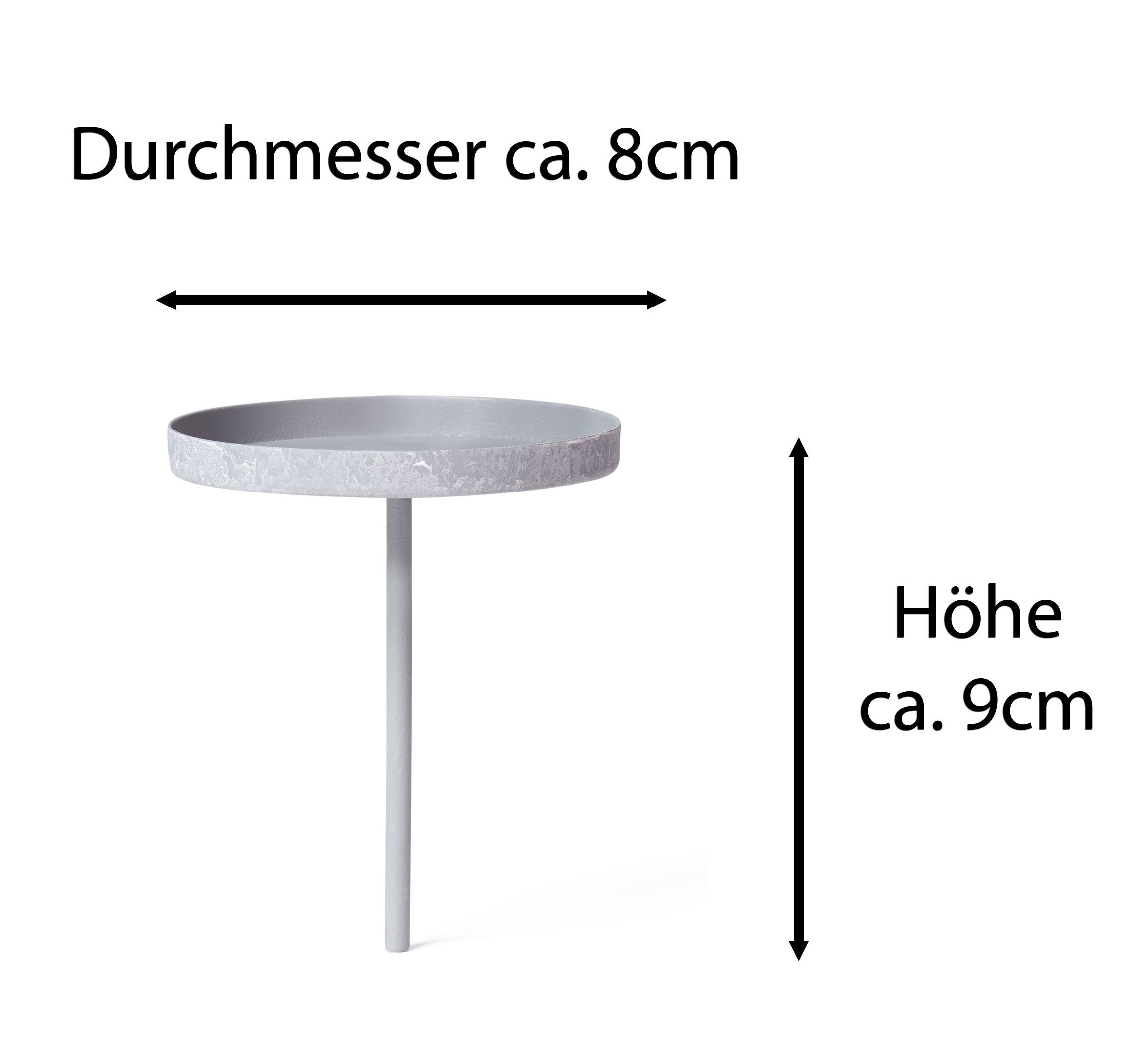 Flach (Spar-Set, - 4x Dorn - Kerzenpicks St., Flach 4 GRAU ohne 4x 8 Grau), Novaliv cm Kerzenständer 8 GRAU cm