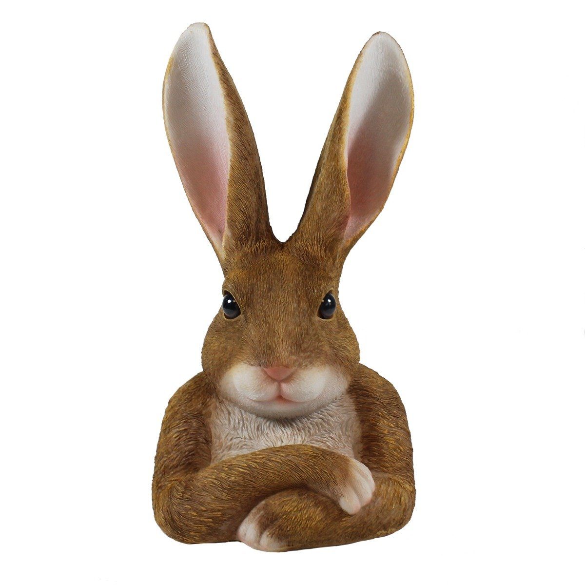 colourliving Osterhase Osterhasen Büste Hasen Figur Hase "Theo abwartend" große Osterhasen (1 St), handbemalt, detailgetreu, möbelschonende Filzplätchen