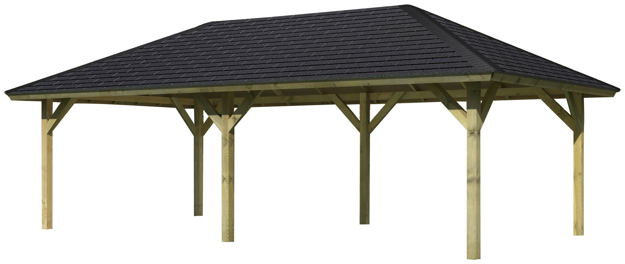 Thumbnail - Karibu Pavillon Holm 2, (Set), BxTxH: 431x778x318 cm, mit schwarzen Dachschindeln