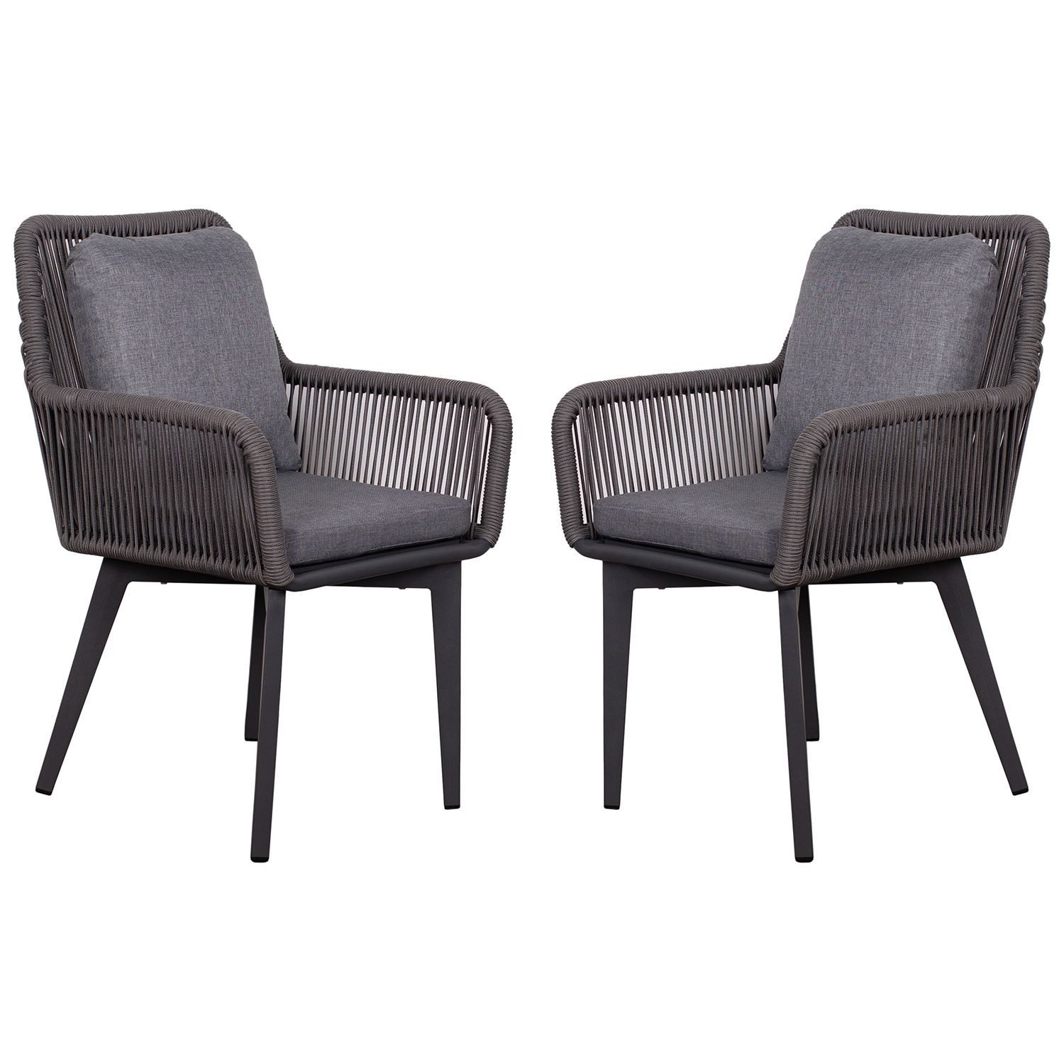 bene living Gartenstuhl 2er Set Diningsessel Marbella Rope (2 St), Gestell Aluminium, Polyester Sitzkissen, Rope