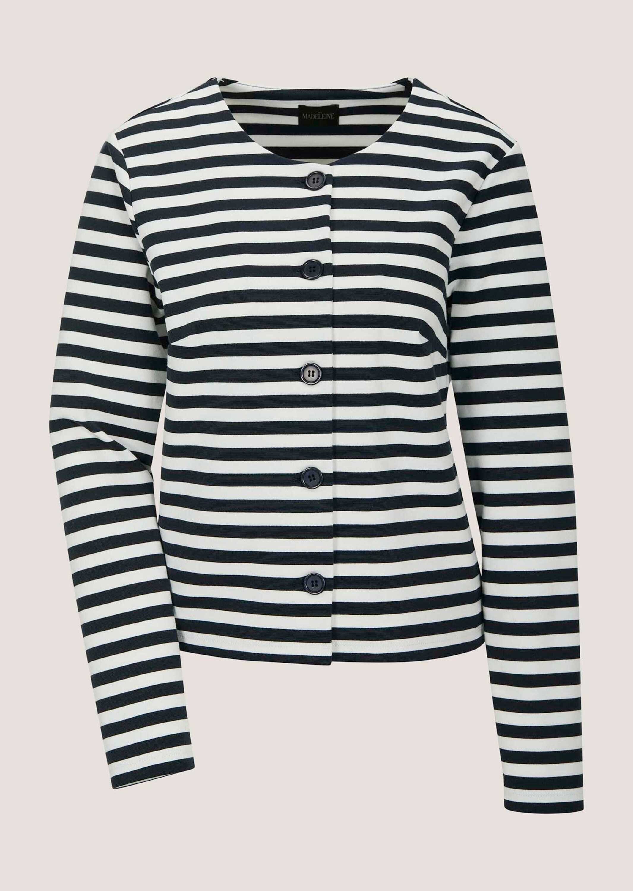 Langarmshirt Maritimer Blazer im Streifenlook, Langarm