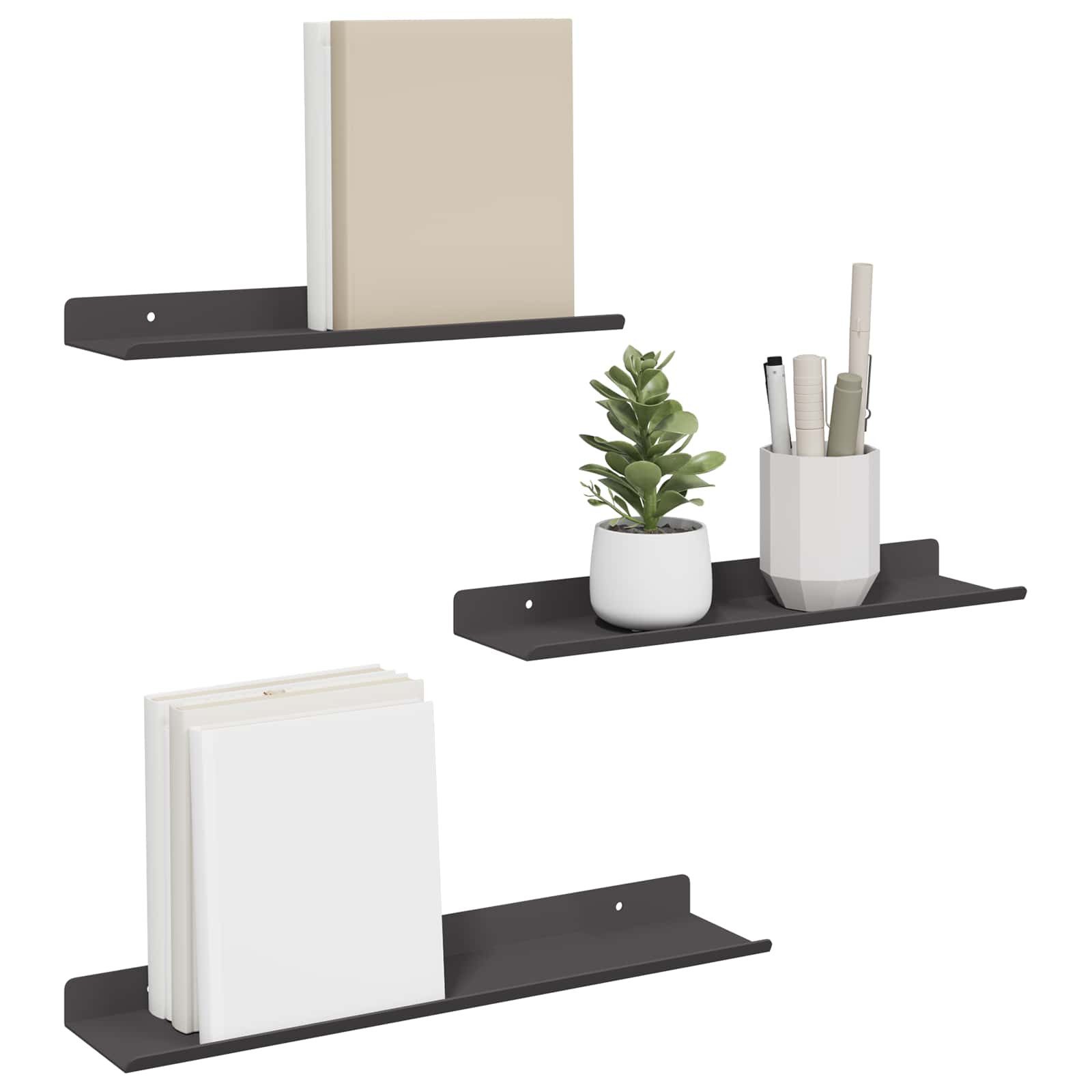 vidaXL Regal Schwebendes Regal 3 pcs Schwarz 40 x 9 x 2,5 cm Stahl, 3-tlg. günstig online kaufen