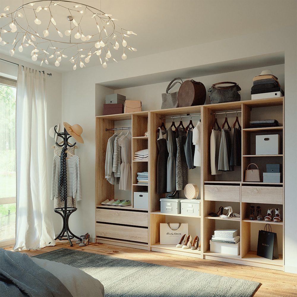 Vicco Kleiderschrank Elmo, Sonoma, 100 x 200 cm 3er Set günstig online kaufen