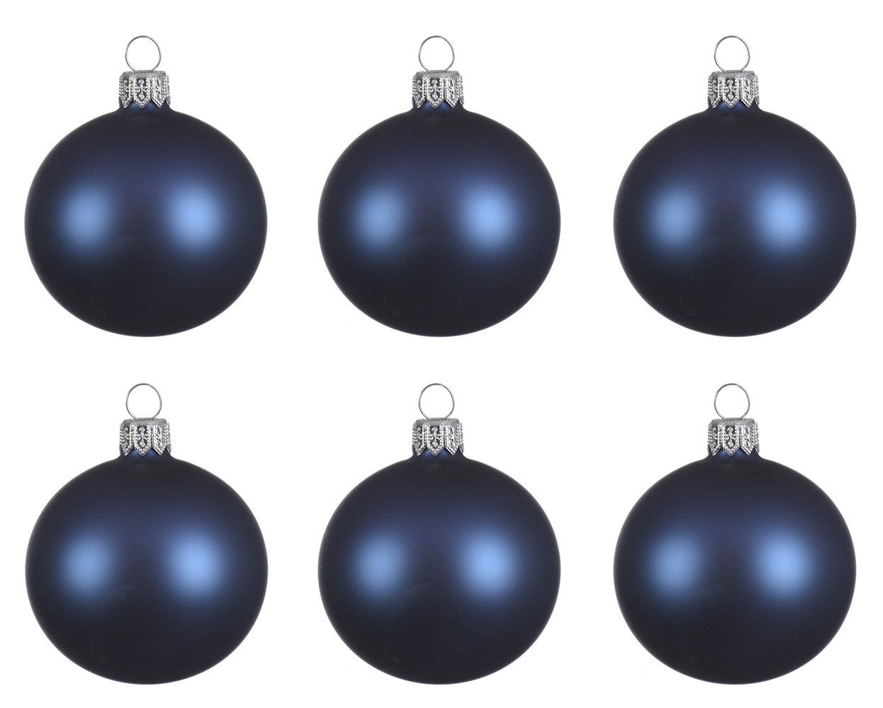 Kaemingk Weihnachtsbaumkugel, Weihnachtskugeln Glas 6cm mundgeblasen 6er Box - Nachtblau matt