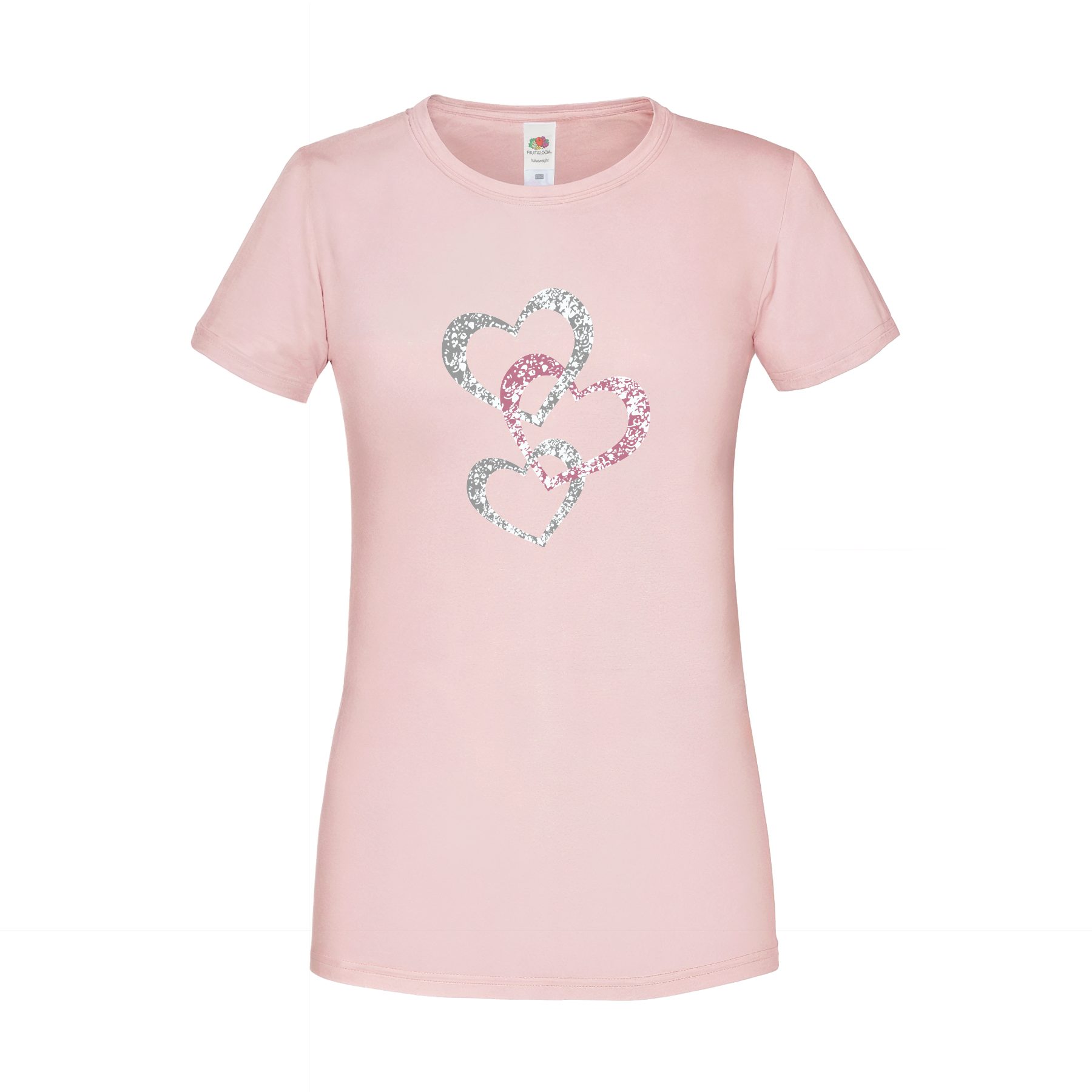 T-Shirt Damen T-Shirt "Herzen Silber & Rosa"