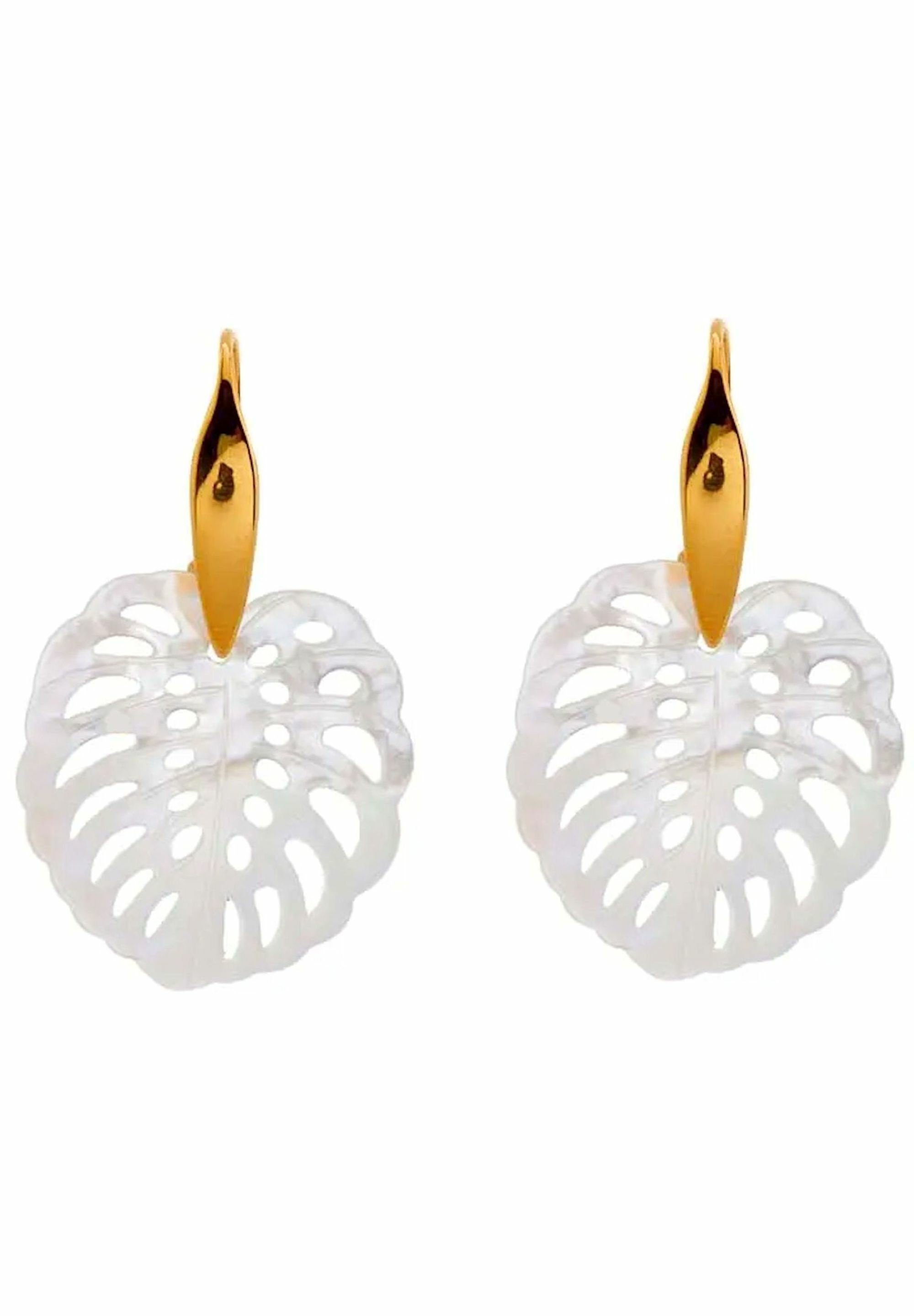 Gemshine Paar Серьги Tropischer Blatt Perlmutt