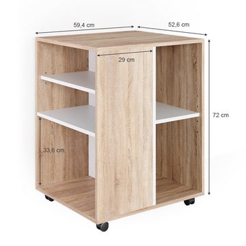 Vicco Rollcontainer Mobiler Aktenschrank Büroschrank Sonoma / Weiß