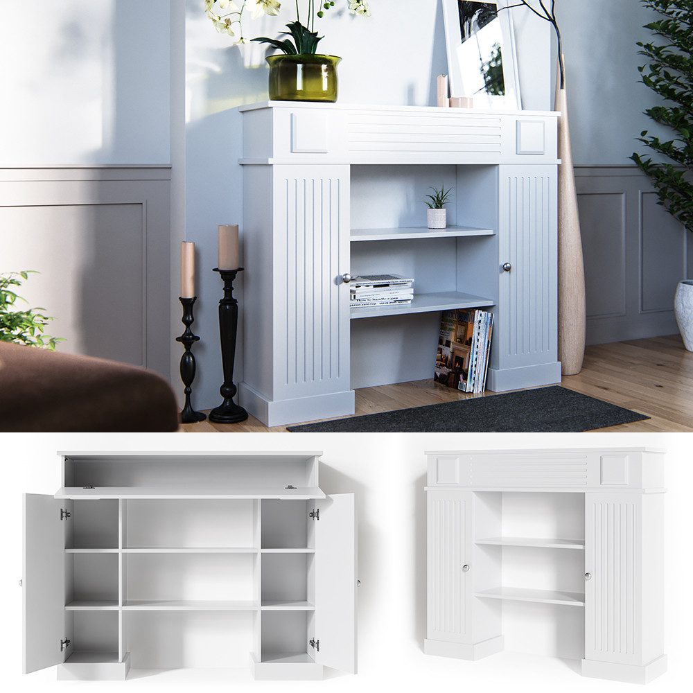 Vicco Kaminumbauschrank, Weiß, 119 x 103 cm günstig online kaufen