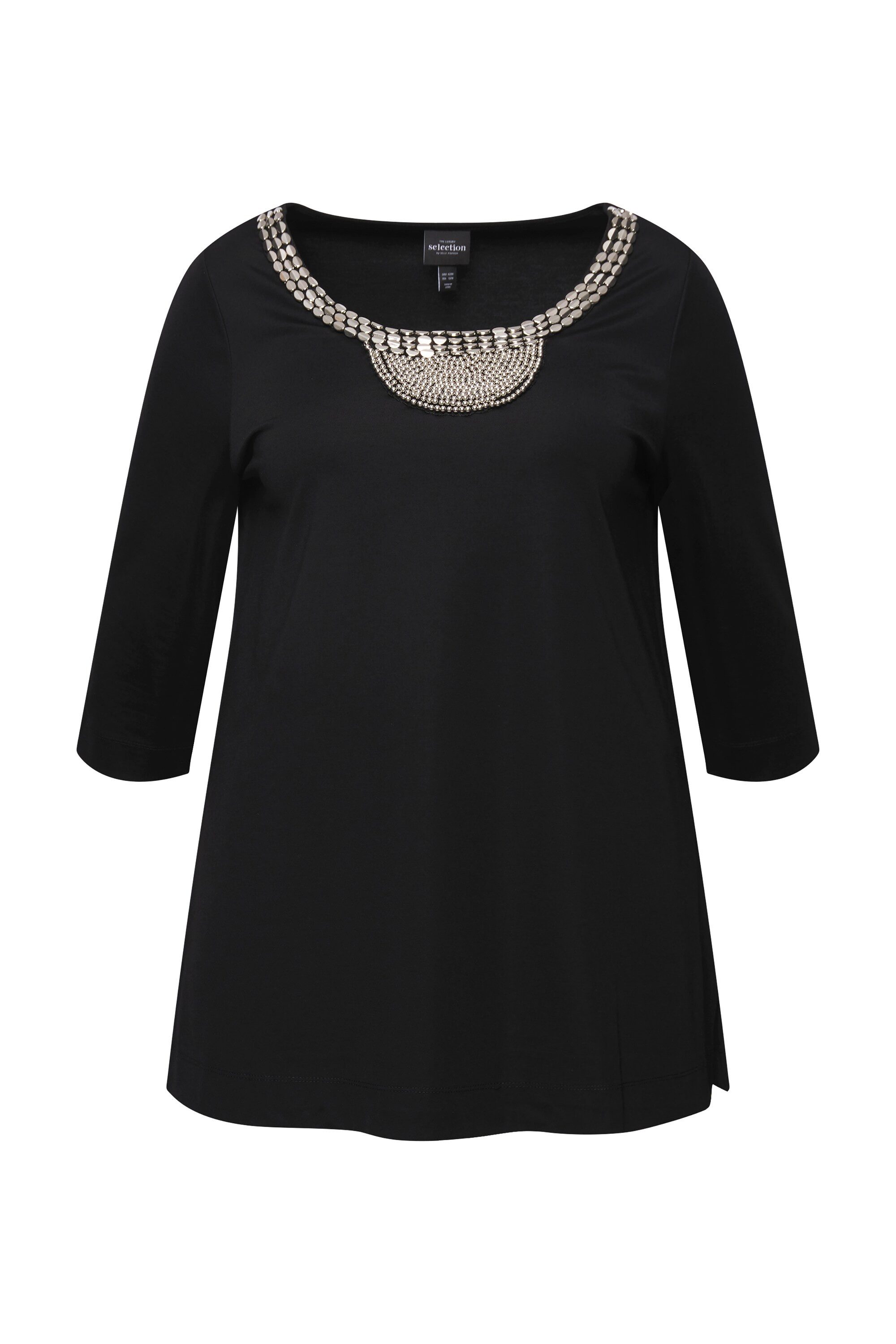 Ulla Popken T-Shirt Shirt Perlenstickerei A-Linie günstig online kaufen