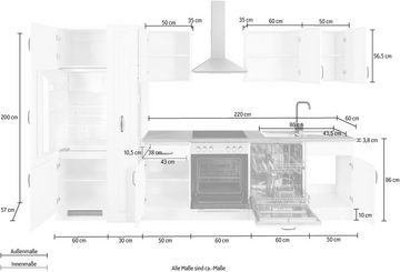 wiho Küchen Küchenzeile Erla, ohne E-Geräte, Breite 310 cm
