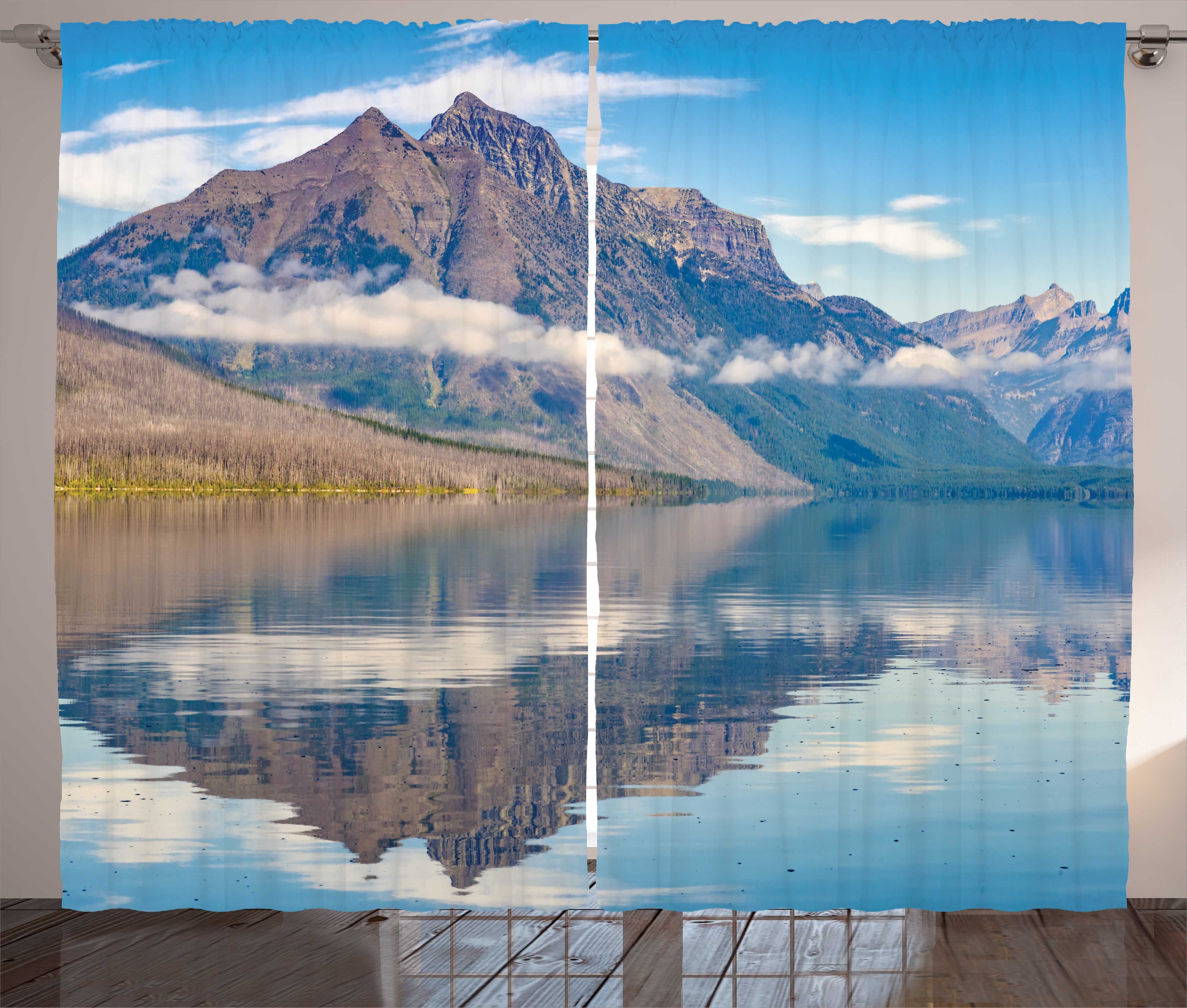 Gardine Schlafzimmer Kräuselband Vorhang mit Schlaufen und Haken, Abakuhaus, Glacier Nationalpark bewölkt Szene
