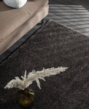 Hochflor-Teppich Glamour Moderner Teppich, Anti-Slip Rücken, Waschbar, the carpet, Rechteck, Höhe: 30 mm, Langflor, Wohnzimmer, Schlafzimmer, Einfarbig