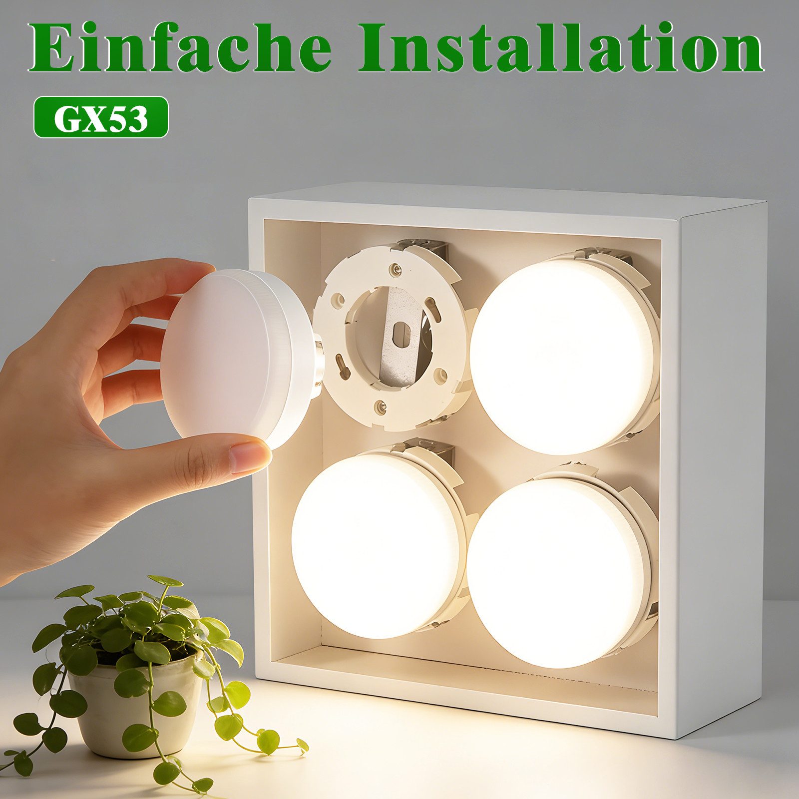 Nettlife LED-Leuchtmittel 2/4/6er Pack GX53 5W Ultra Flach Warmweiß 3000K nicht dimmbar, GX53, 4 St., Extra-Warmweiß, 230V flimmerfrei für Unterbauleuchte (74x25mm)