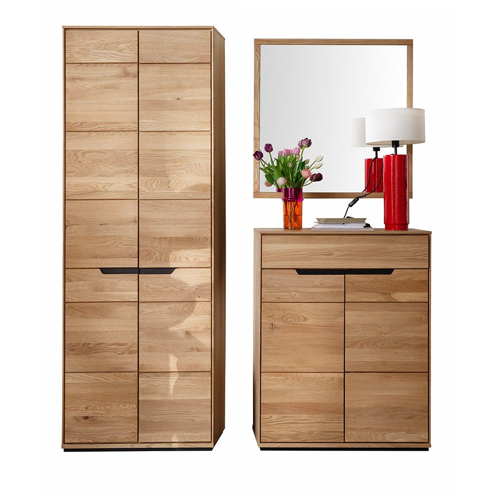 Lomadox Шкафы-Set AVESTA-06, (Spar-Set, 3-St., Шкафыschrank Шкафыspiegel Schuhschrank), in Eiche teilmassiv, grifflos