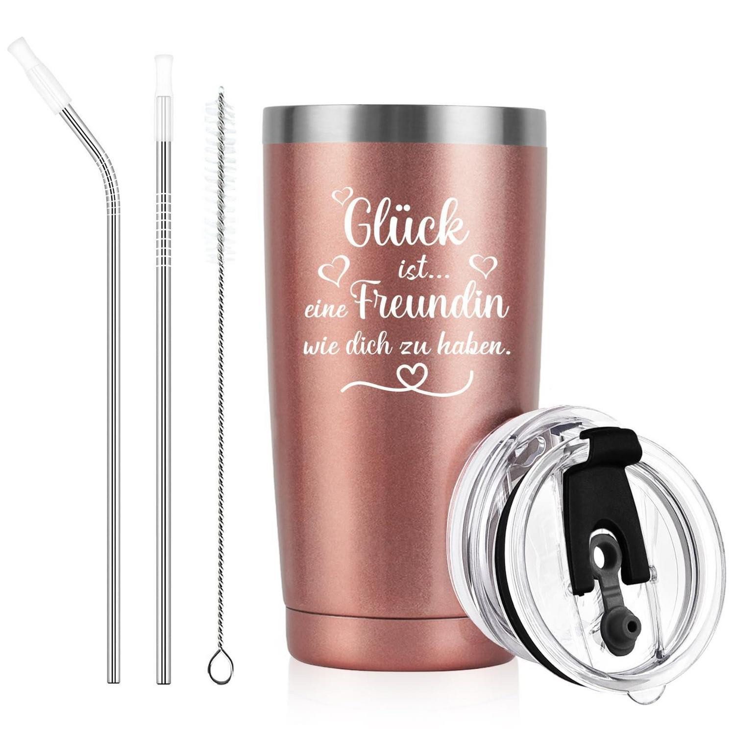 LuxusKollektion Coffee-to-go-Becher Thermo Kaffeebecher 600ml Freundin Geschenk, Metall